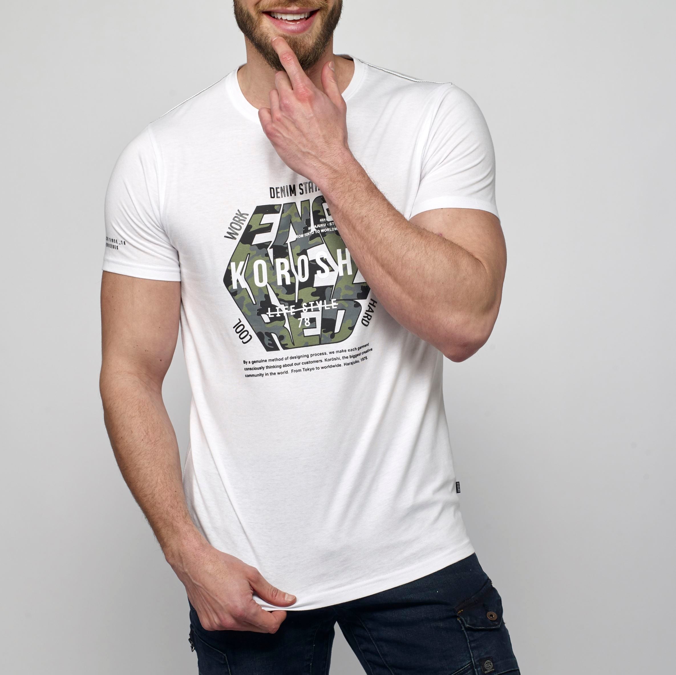 Camiseta Hombre Cuello Redondo Estampado Gráfico – Koroshi 2111MC21