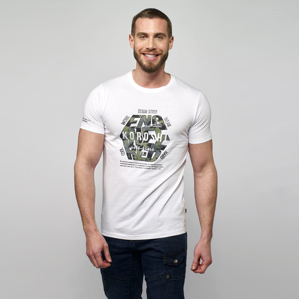 Camiseta Hombre Cuello Redondo Estampado Gráfico – Koroshi 2111MC21