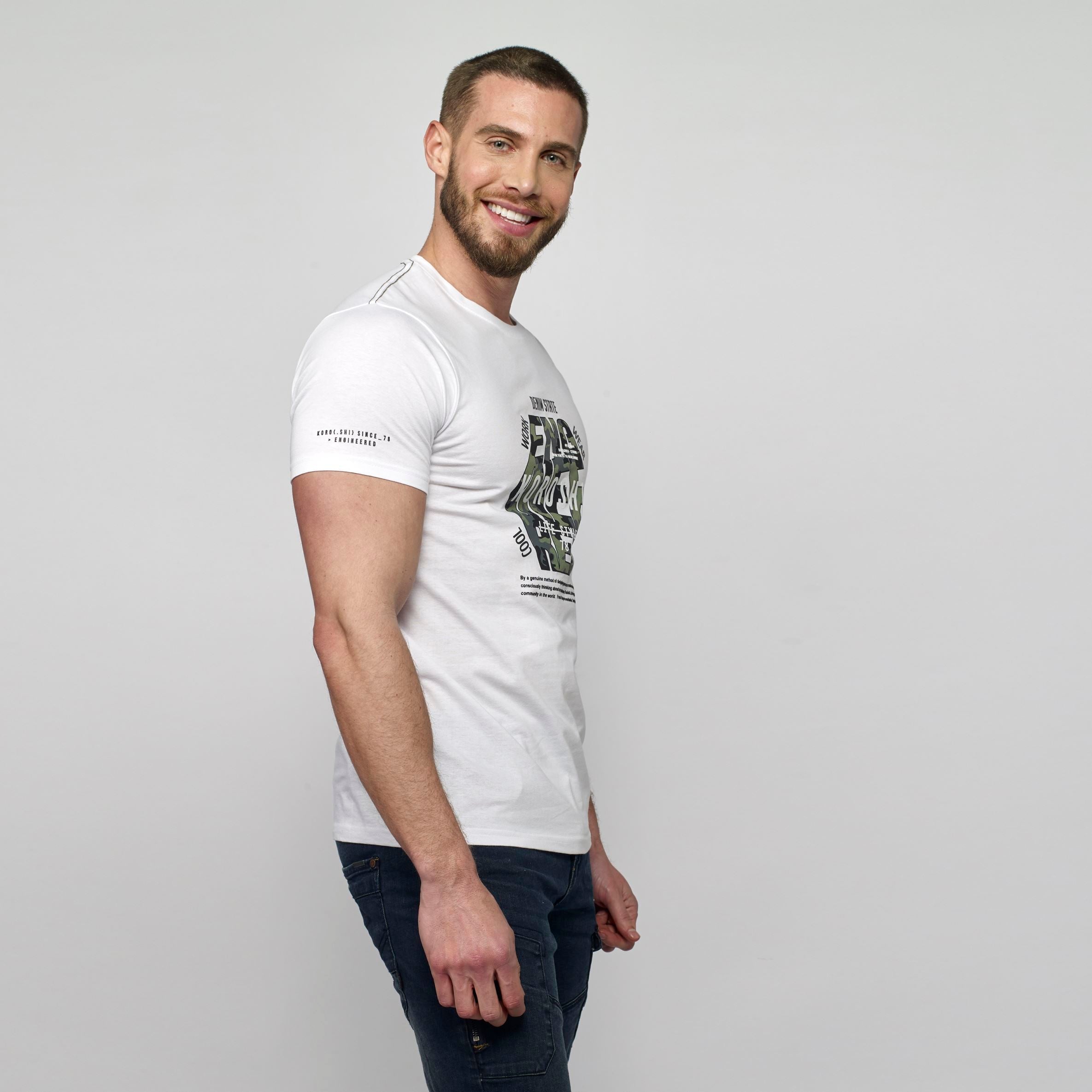 Camiseta Hombre Cuello Redondo Estampado Gráfico – Koroshi 2111MC21