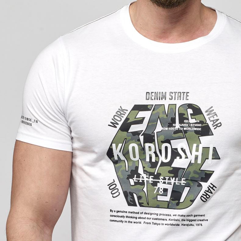 Camiseta Hombre Cuello Redondo Estampado Gráfico – Koroshi 2111MC21