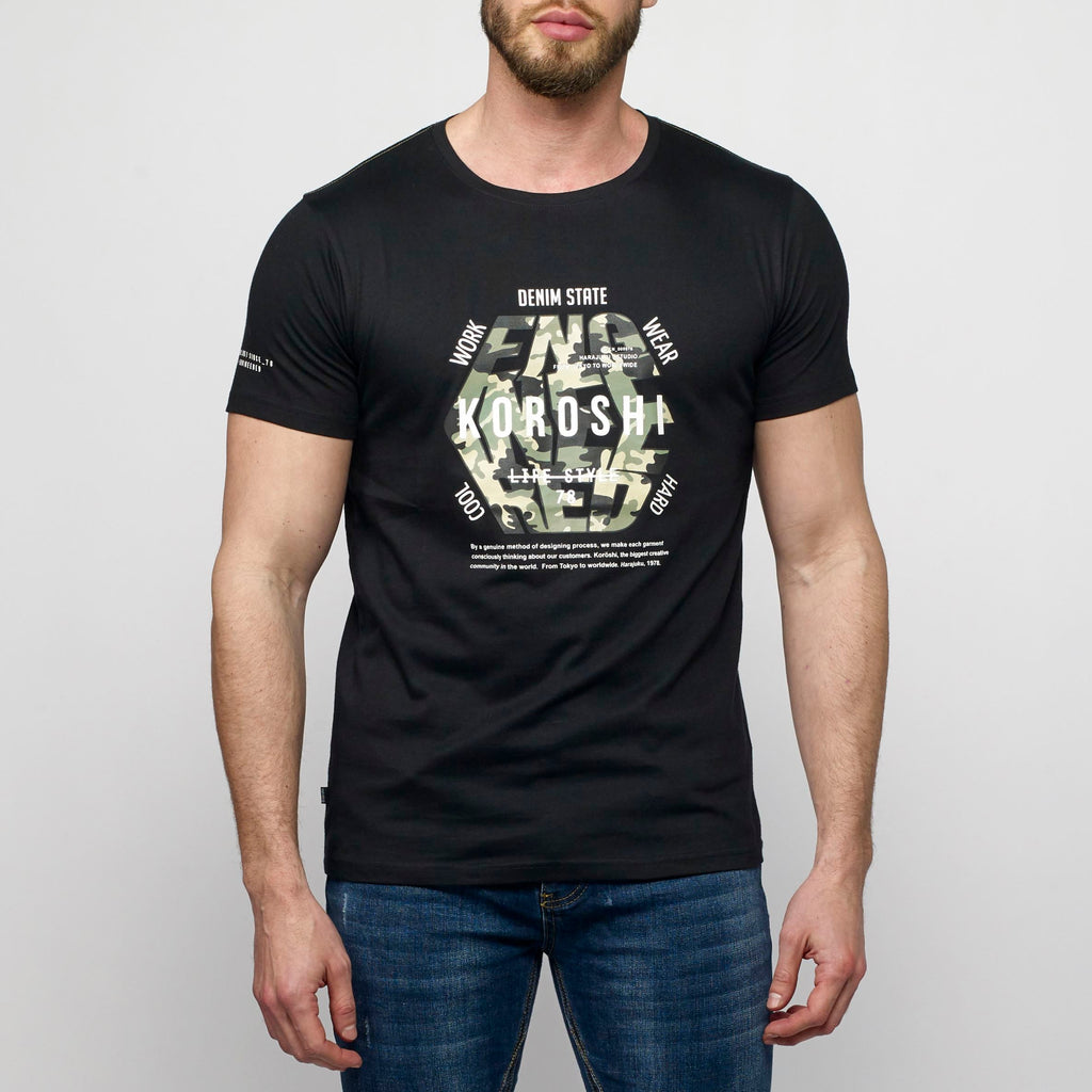 Camiseta Hombre Cuello Redondo Estampado Gráfico – Koroshi 2111MC21
