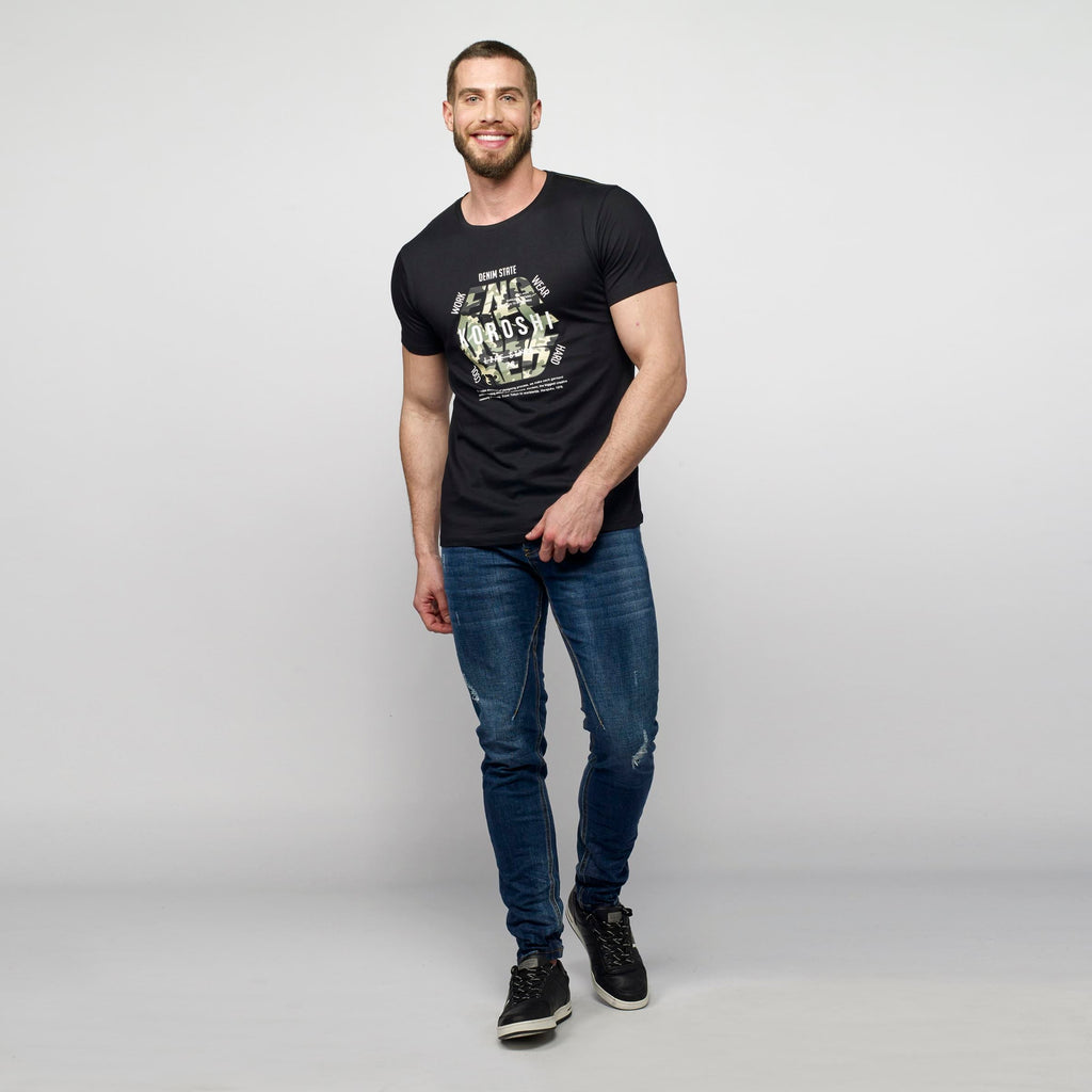 Camiseta Hombre Cuello Redondo Estampado Gráfico – Koroshi 2111MC21