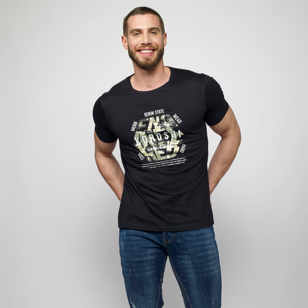 Camiseta Hombre Cuello Redondo Estampado Gráfico – Koroshi 2111MC21