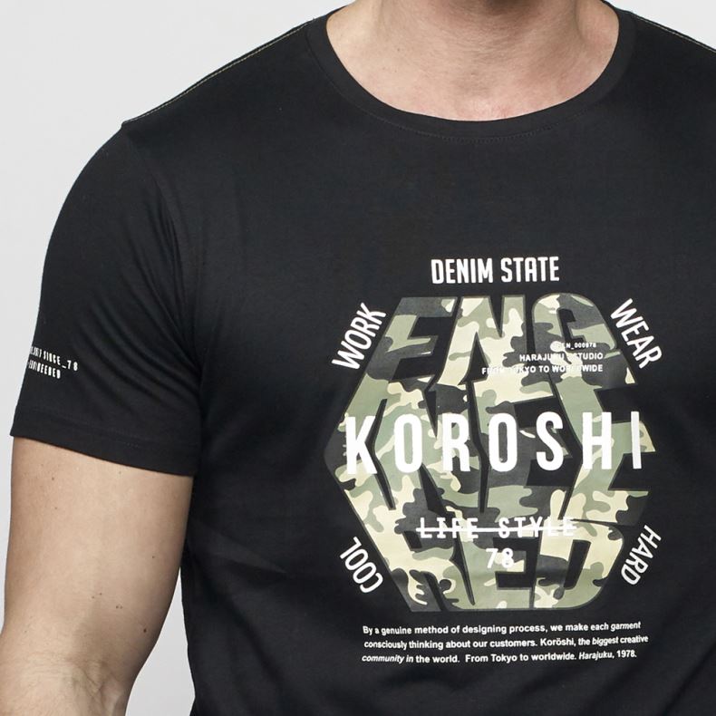 Camiseta Hombre Cuello Redondo Estampado Gráfico – Koroshi 2111MC21