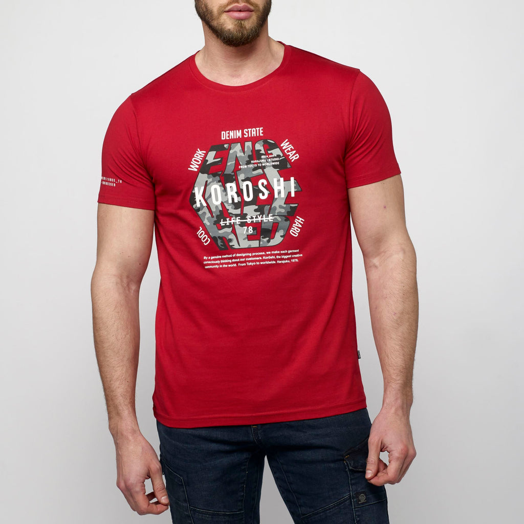 Camiseta Hombre Cuello Redondo Estampado Gráfico – Koroshi 2111MC21