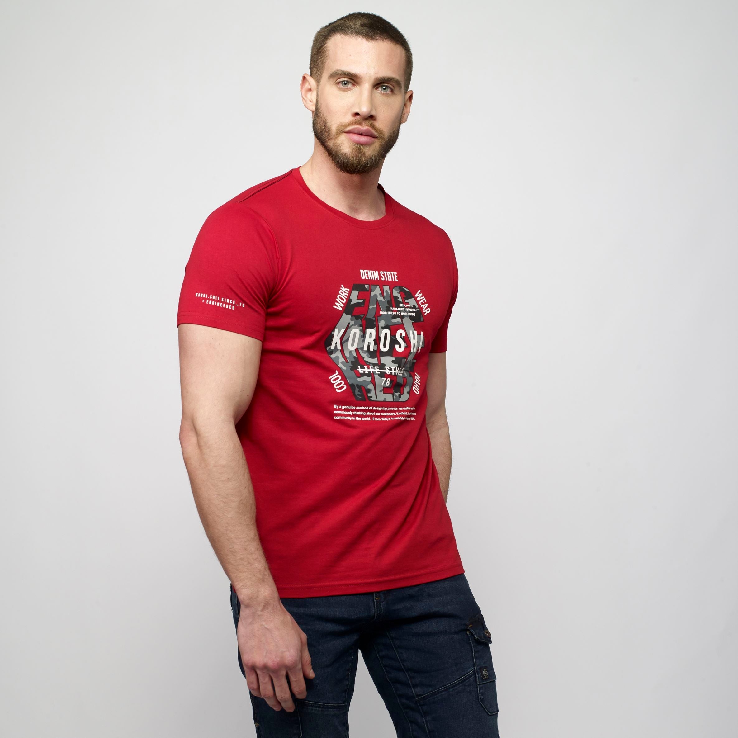 Camiseta Hombre Cuello Redondo Estampado Gráfico – Koroshi 2111MC21