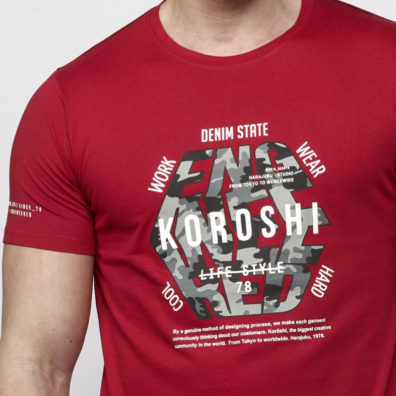 Camiseta Hombre Cuello Redondo Estampado Gráfico – Koroshi 2111MC21