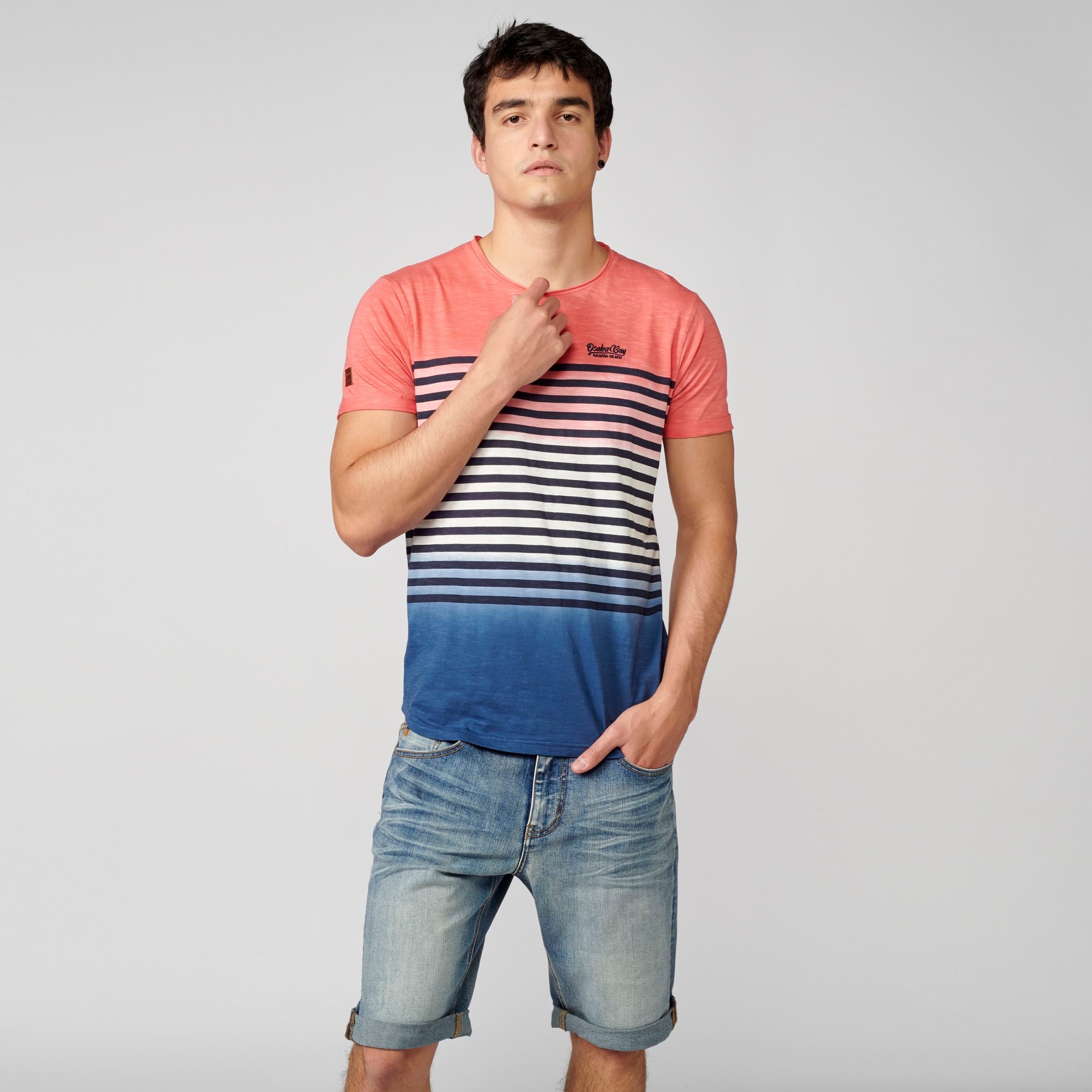 Camiseta Hombre Rayas Degradado Marinero – Koroshi 2111MC37