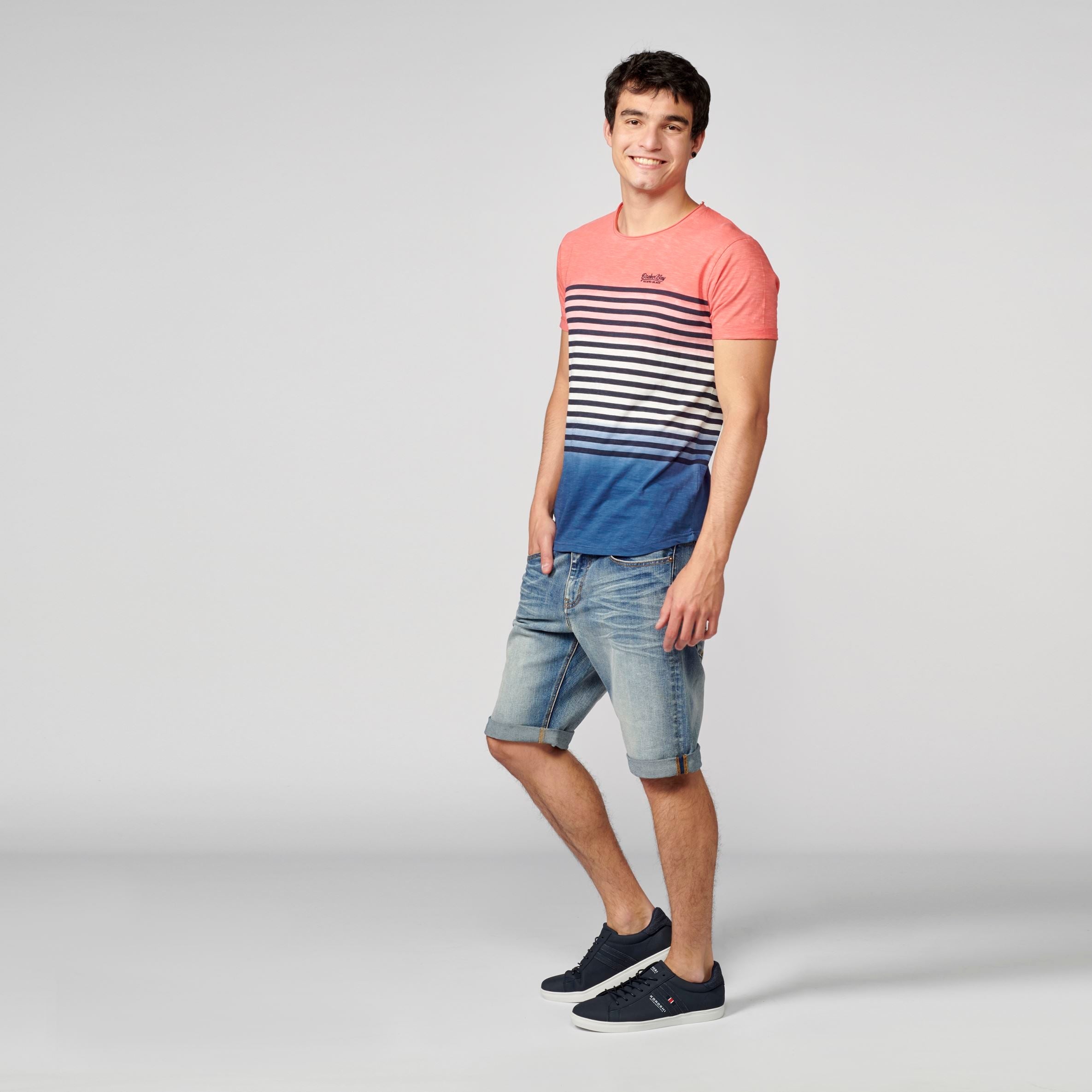 Camiseta Hombre Rayas Degradado Marinero – Koroshi 2111MC37