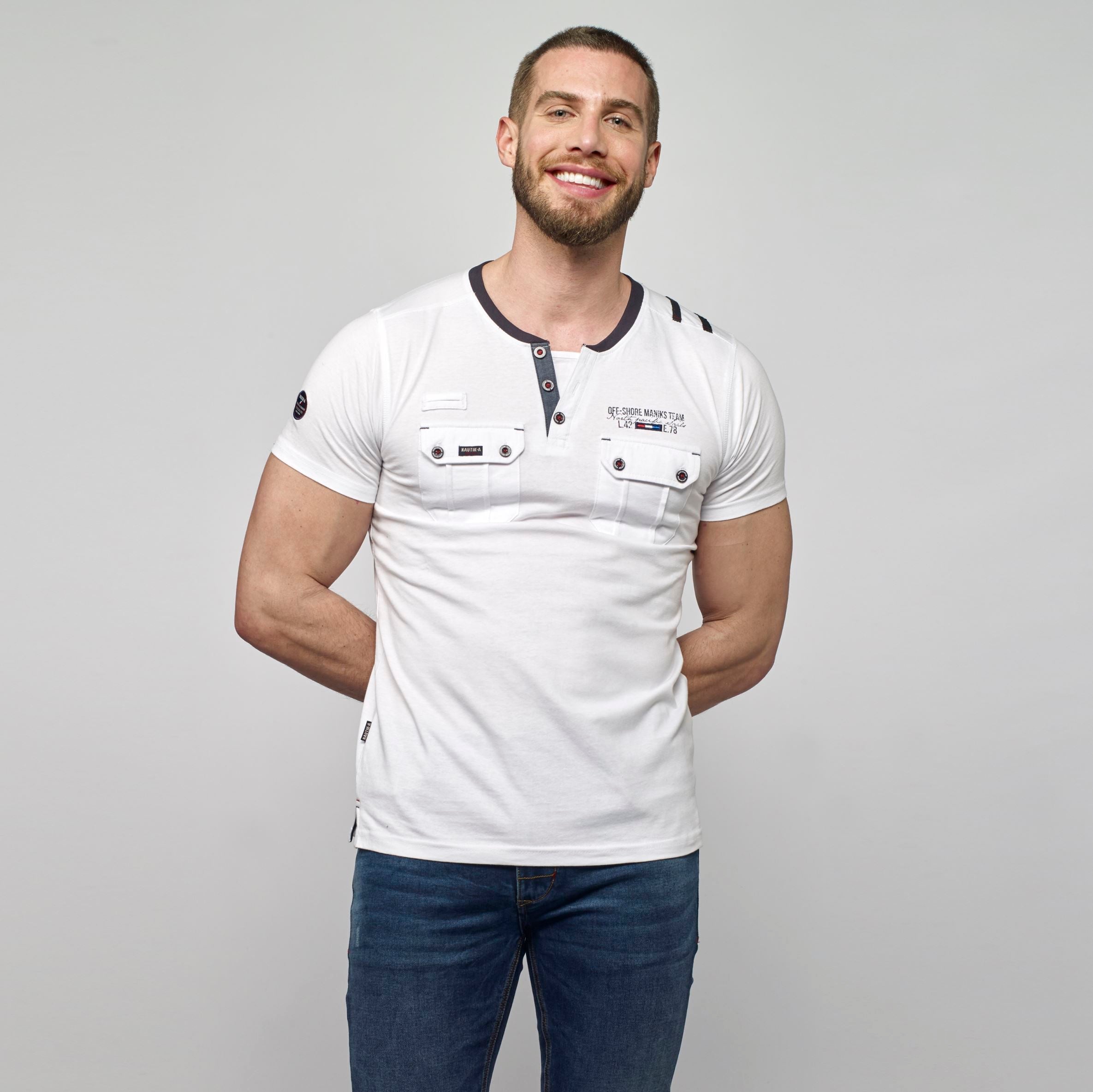 Camiseta Hombre Cuello Panadero Bolsillos – Koroshi 2111MC49