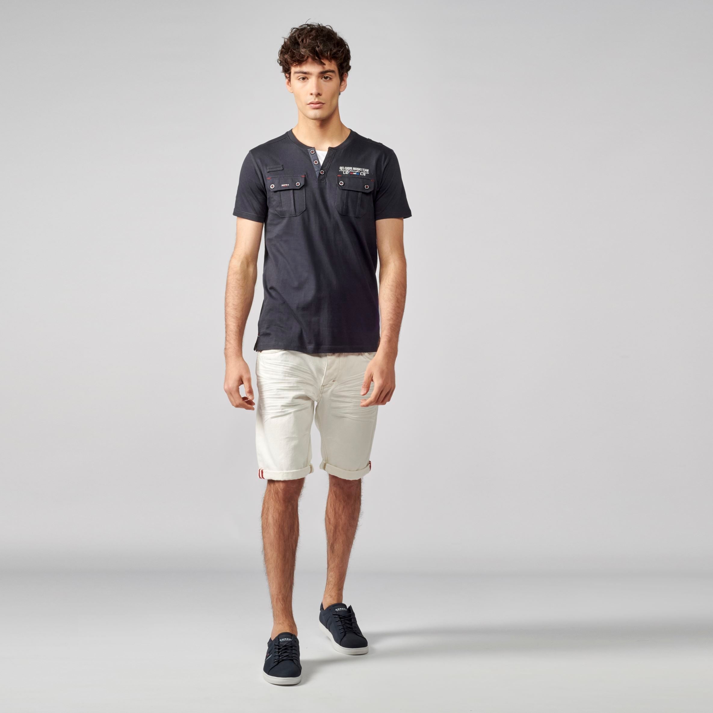 Camiseta Hombre Cuello Panadero Bolsillos – Koroshi 2111MC49