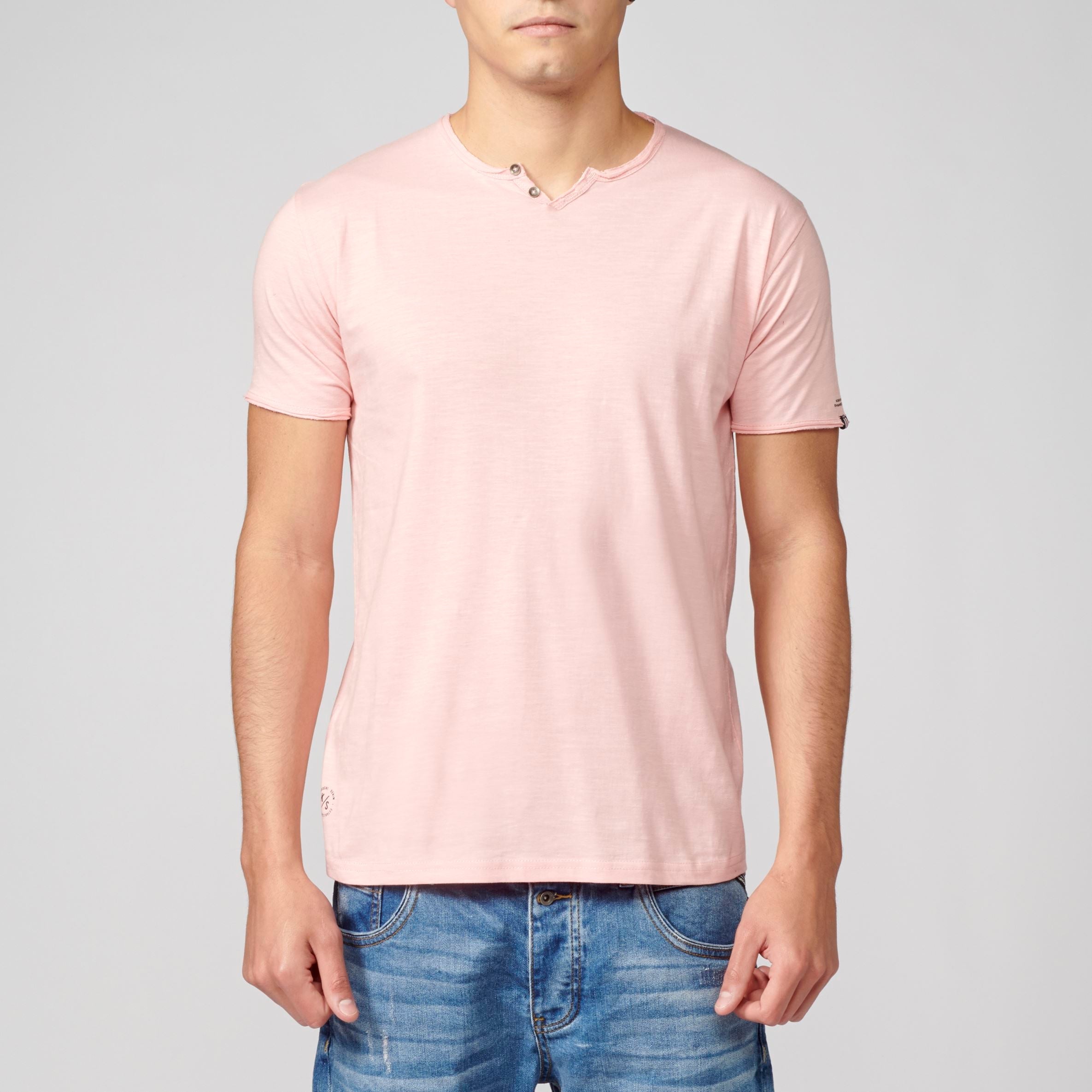 Camiseta Manga Corta Hombre Cuello con Abertura – Koroshi 2111MC62