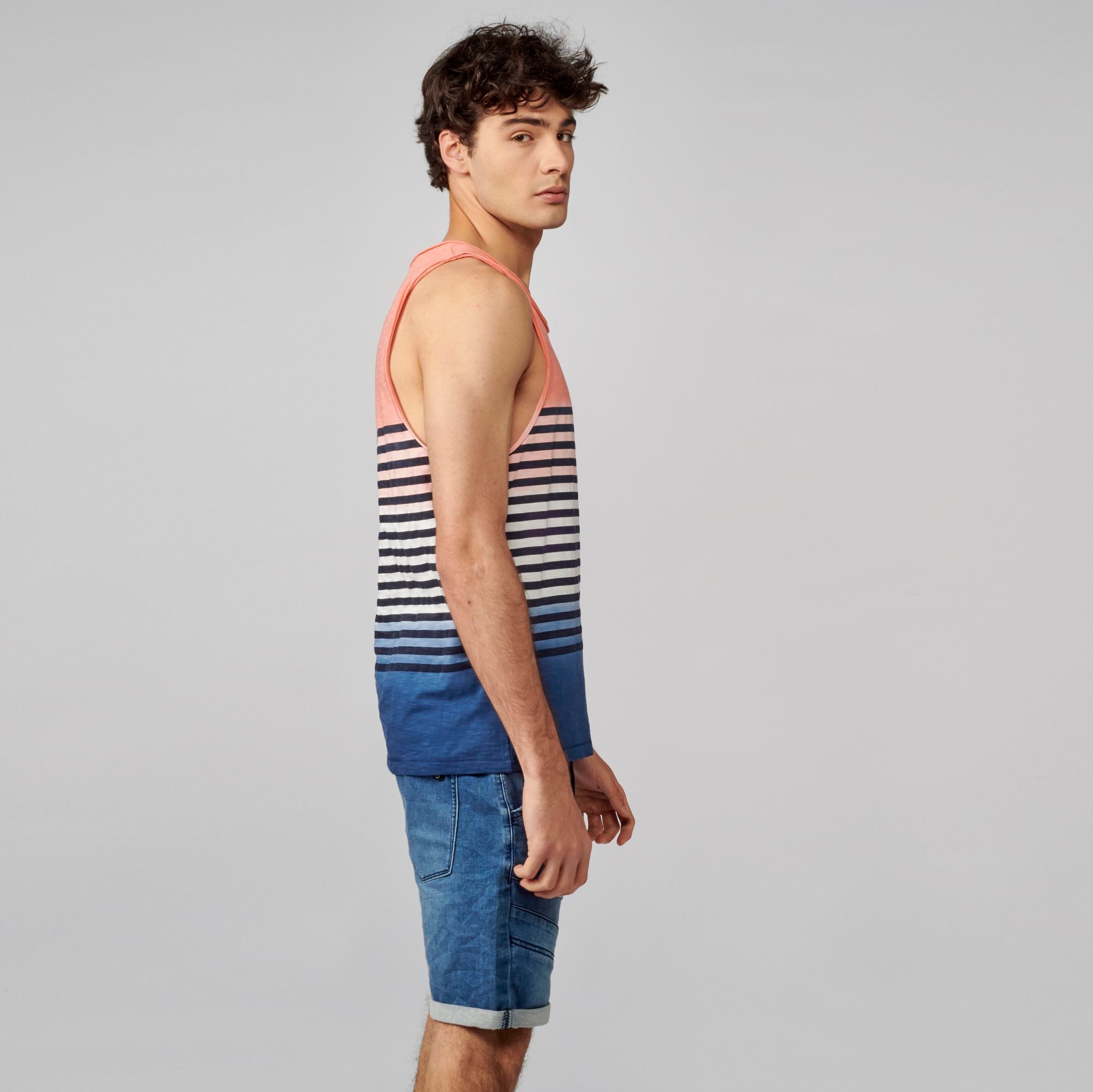 Camiseta Tirantes Hombre Degradado Rayas Marineras – Koroshi 2111MS01