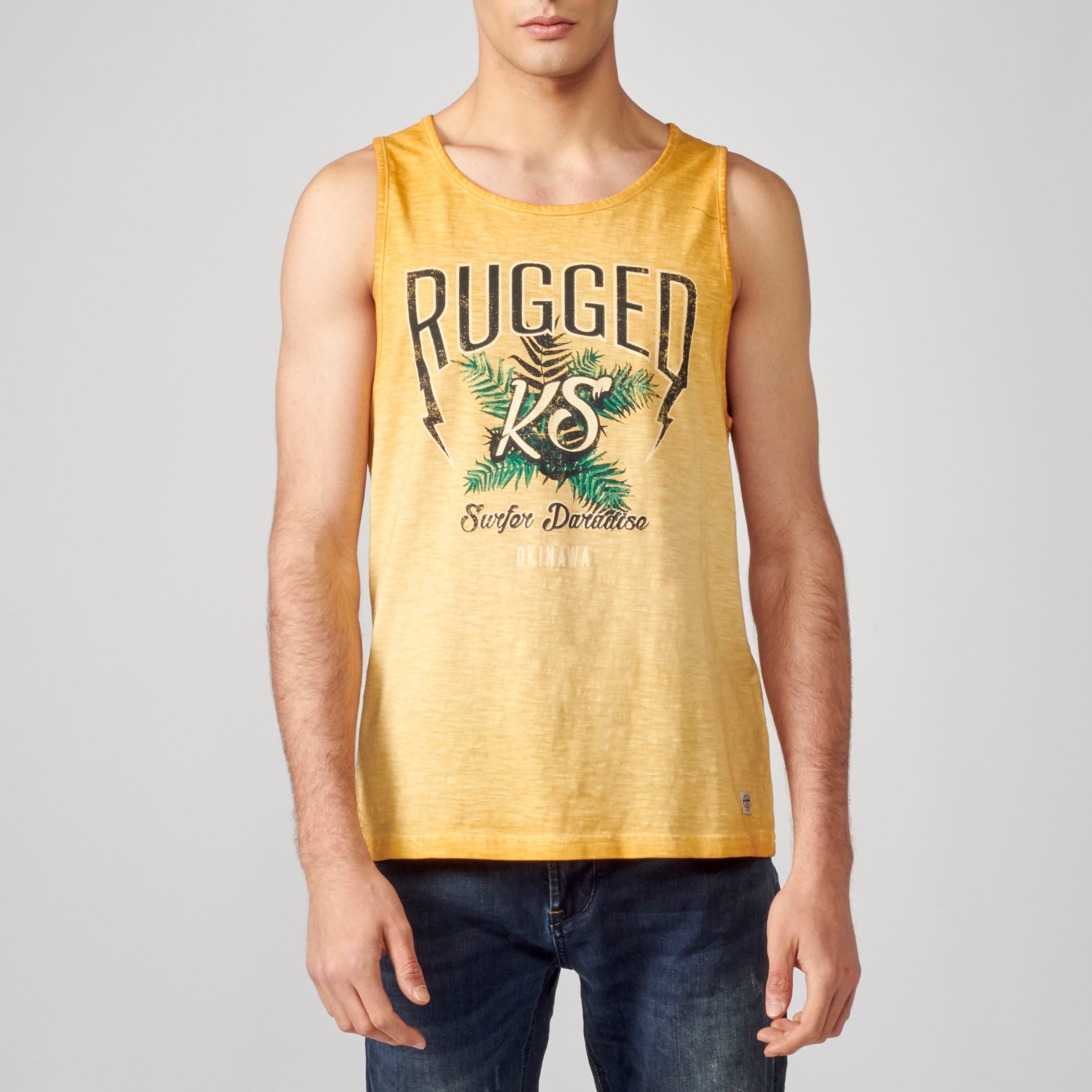 Camiseta Tirantes Hombre Degradado Texto en Relieve – Koroshi 2111MS04