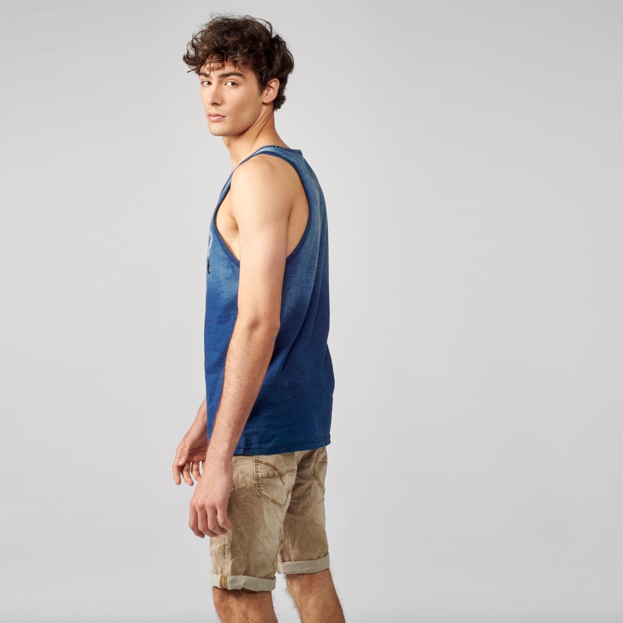 Camiseta sin Mangas Hombre Efecto Degradado – Koroshi Índigo