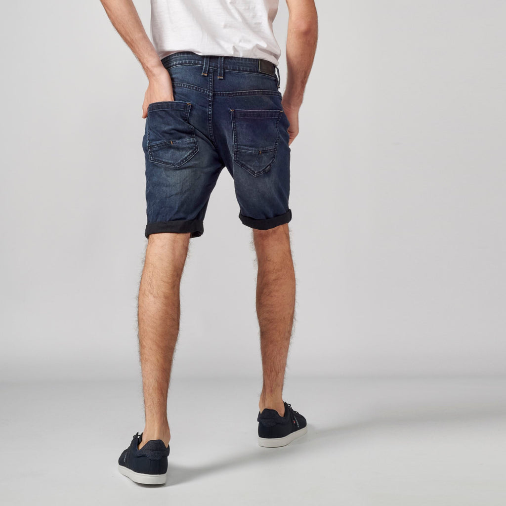 Short Hombre Denim Slim Efecto Gastado – Koroshi Azul Oscuro
