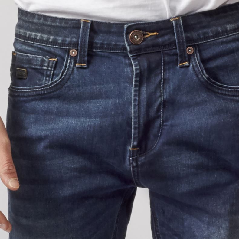 Short Hombre Denim Slim Efecto Gastado – Koroshi Azul Oscuro
