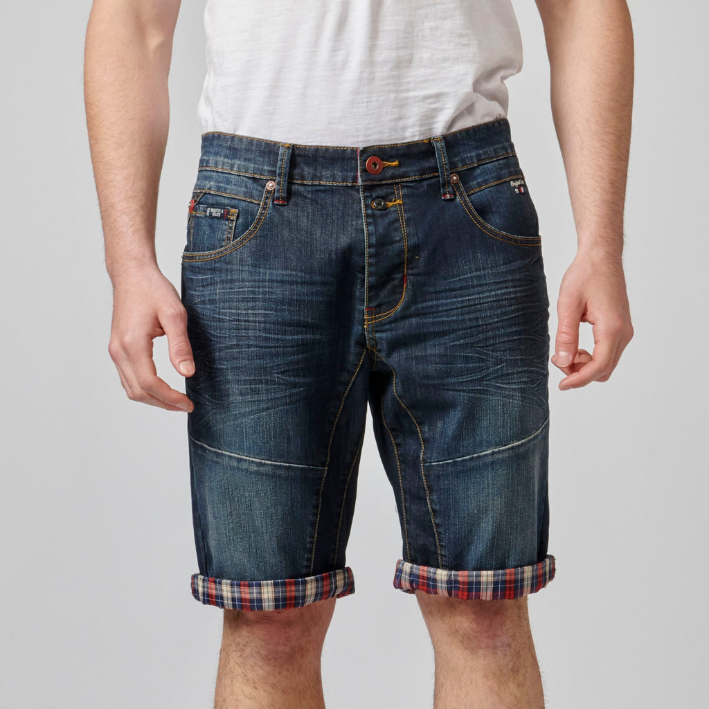 Bermuda Hombre Denim Regular Vuelta Cuadros – Koroshi Azul Oscuro