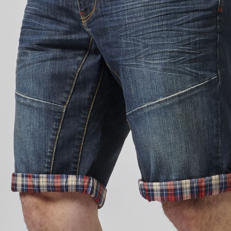 Bermuda Hombre Denim Regular Vuelta Cuadros – Koroshi Azul Oscuro