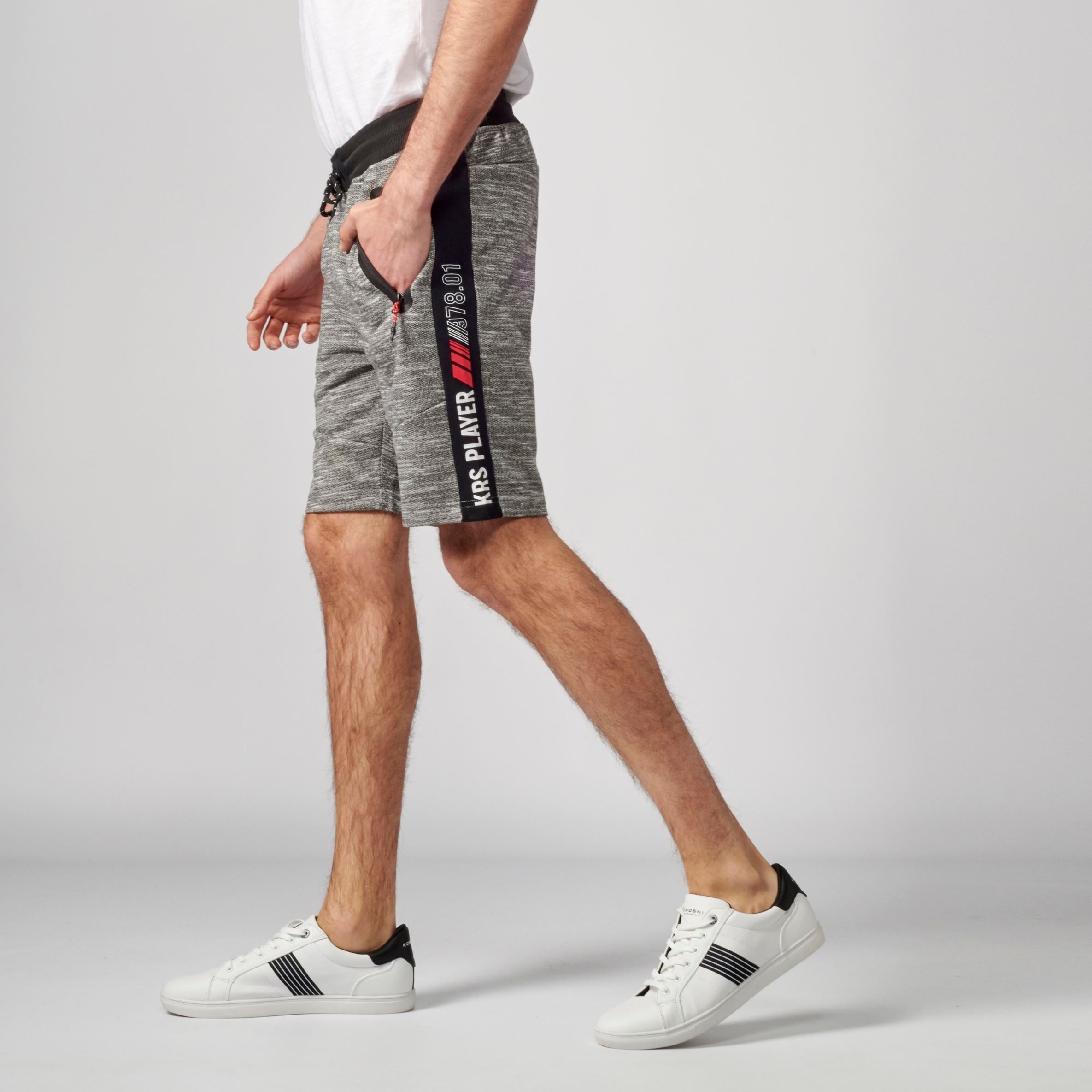 Bermuda Hombre Jogger Felpa Banda Lateral – Koroshi Gris