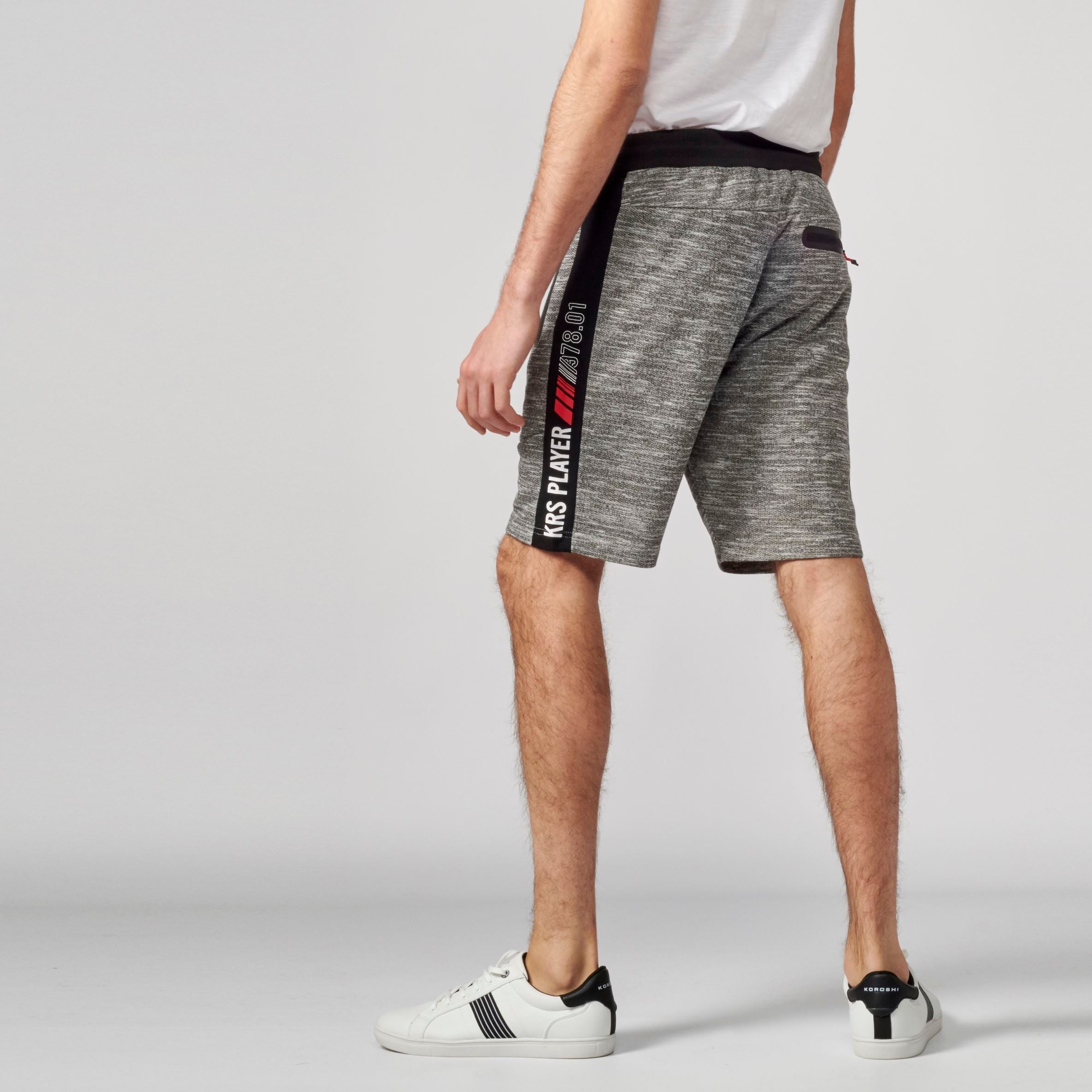 Bermuda Hombre Jogger Felpa Banda Lateral – Koroshi Gris