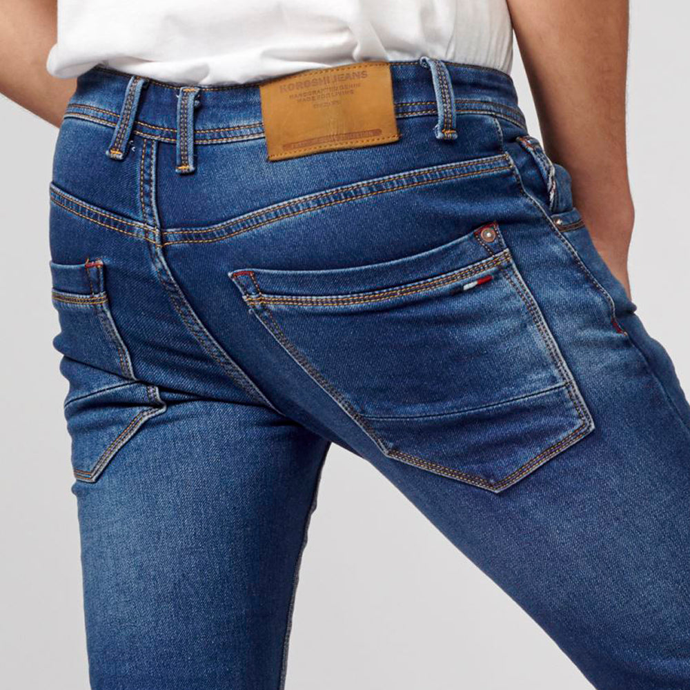 Pantalón Jeans Slim Fit Hombre Knit Denim – Koroshi Azul Medio