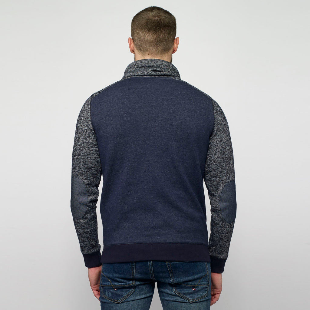Sudadera Hombre Cuello Cruzado Jaspeada – Koroshi Navy