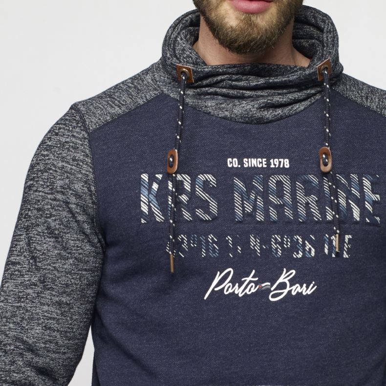 Sudadera Hombre Cuello Cruzado Jaspeada – Koroshi Navy
