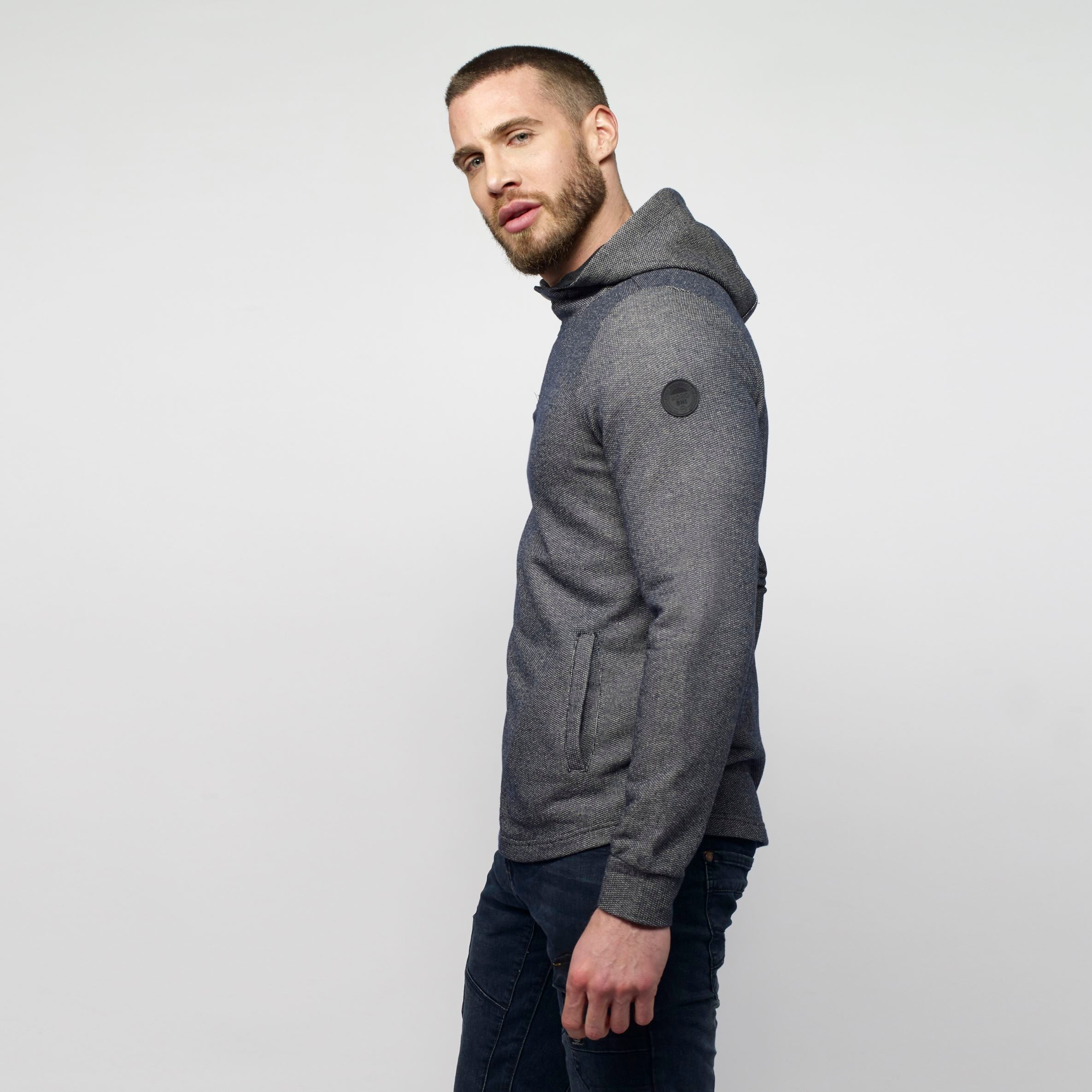 Sudadera con Capucha Hombre Cuello Cruzado – Koroshi Navy