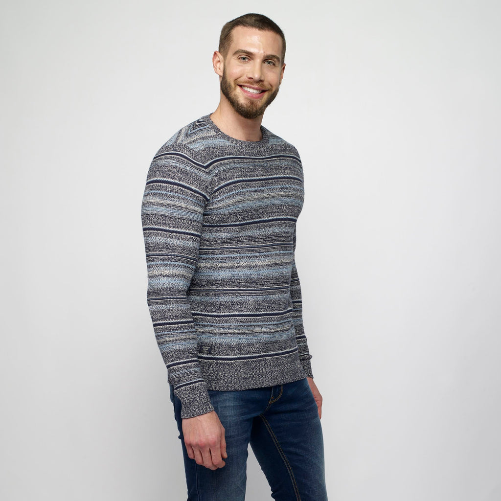 Jersey de Punto Canalé a Rayas Hombre Manga Raglán – Koroshi Navy