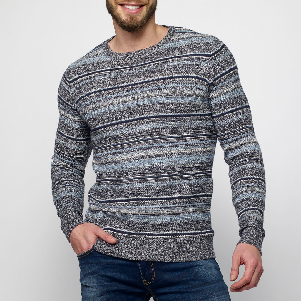 Jersey de Punto Canalé a Rayas Hombre Manga Raglán – Koroshi Navy