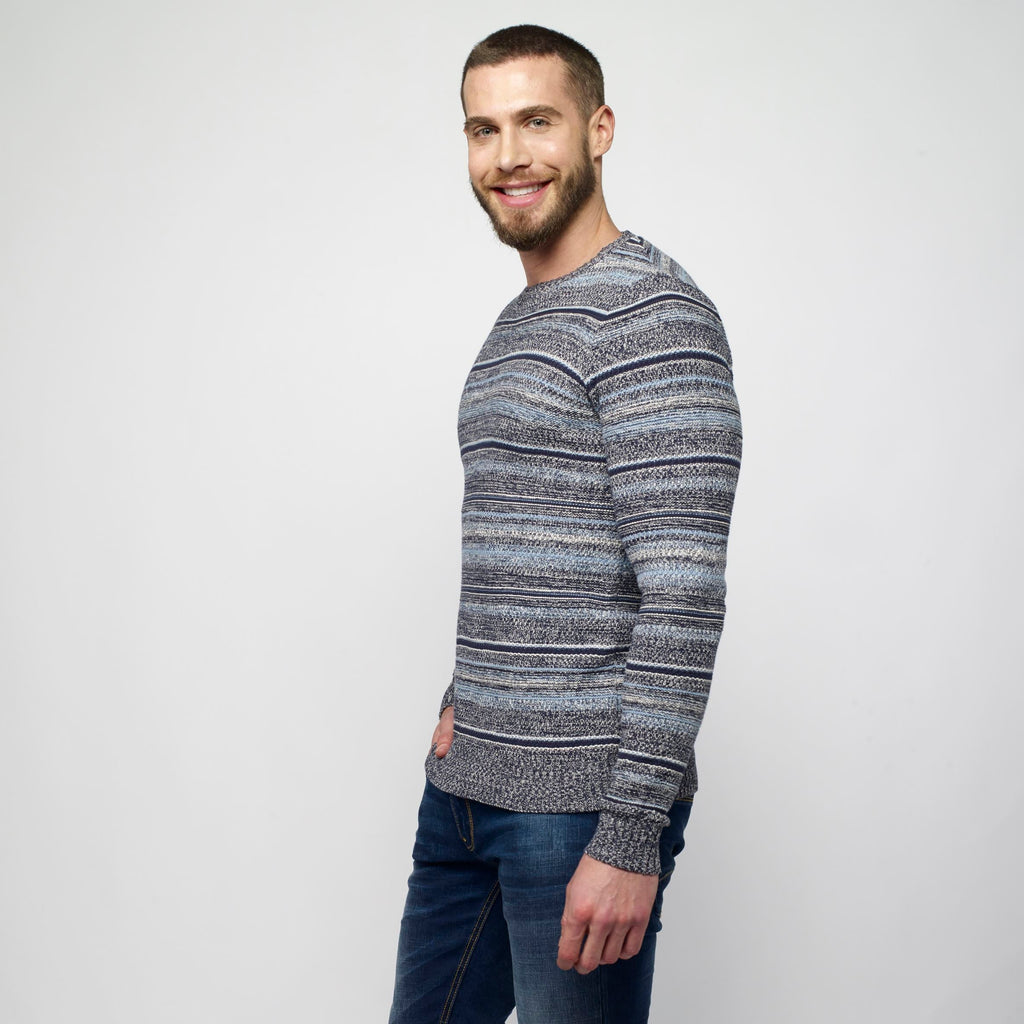 Jersey de Punto Canalé a Rayas Hombre Manga Raglán – Koroshi Navy