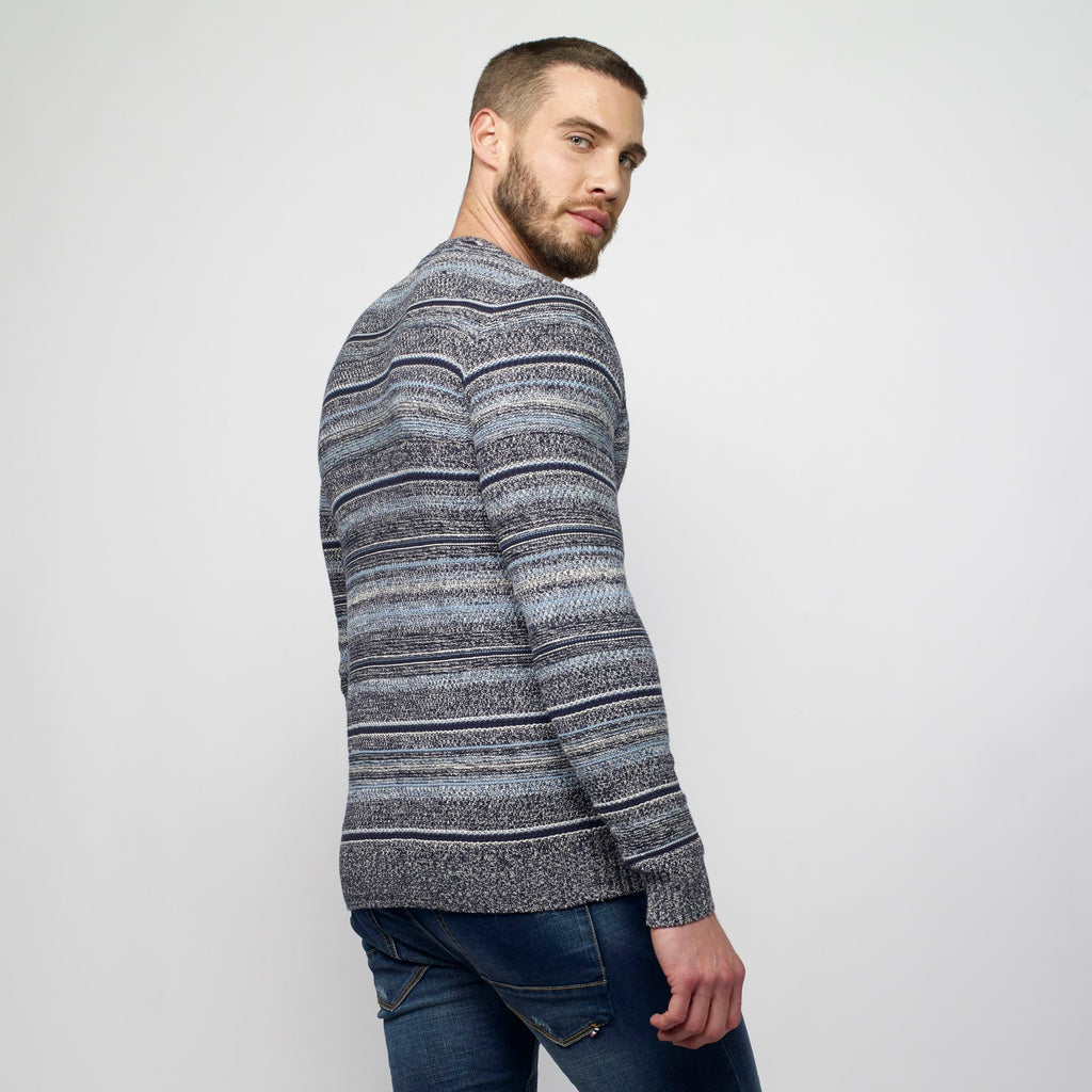 Jersey de Punto Canalé a Rayas Hombre Manga Raglán – Koroshi Navy
