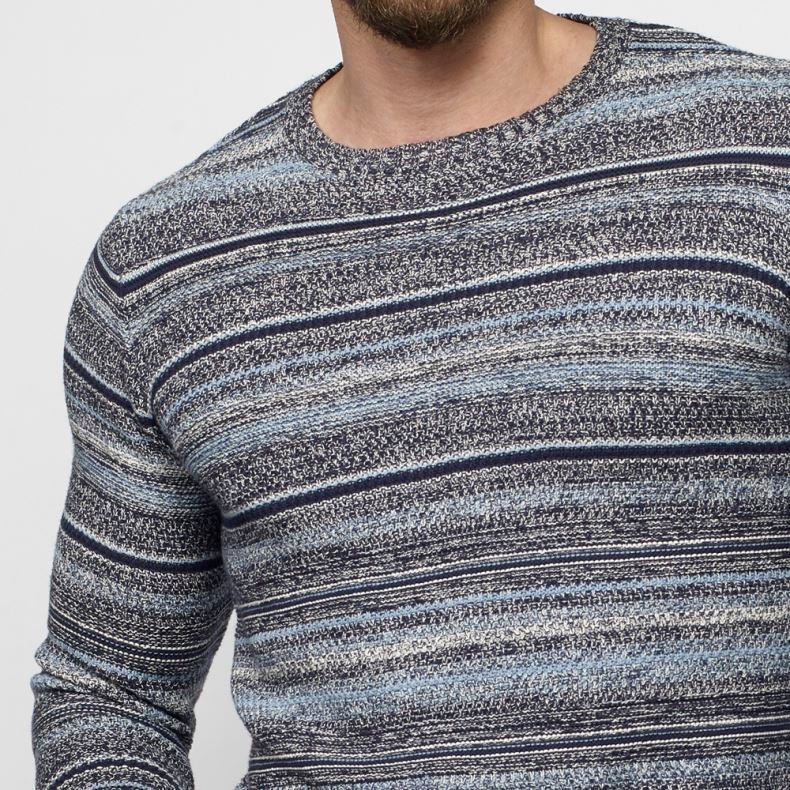 Jersey de Punto Canalé a Rayas Hombre Manga Raglán – Koroshi Navy