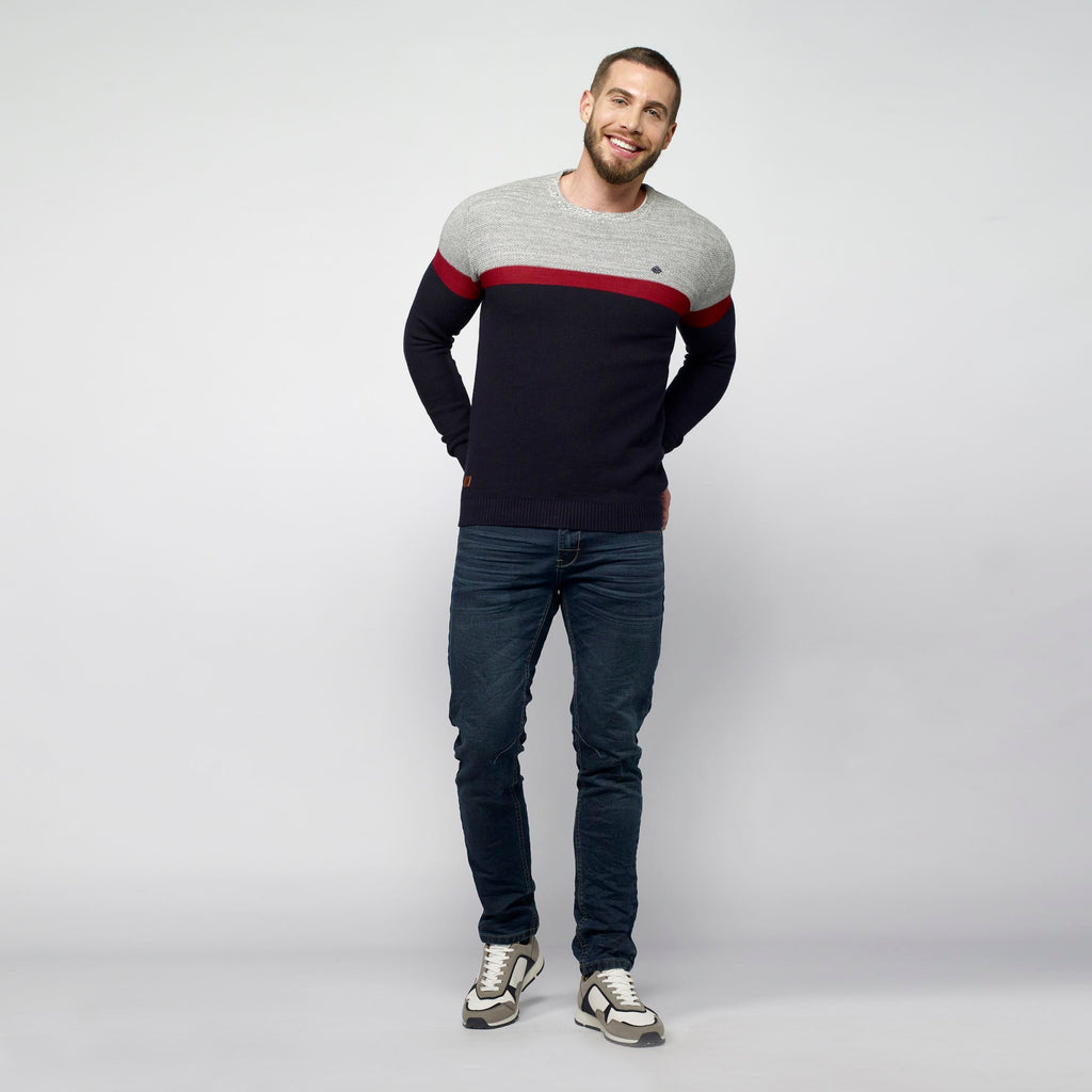 Jersey de Punto Fino Color Block Hombre Cuello Redondo – Koroshi 2111TR39
