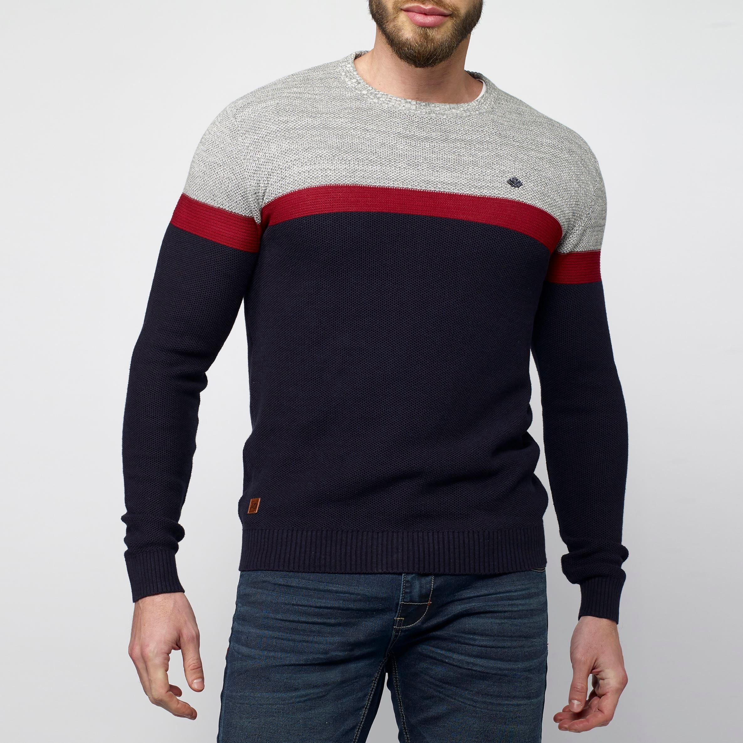Jersey de Punto Fino Color Block Hombre Cuello Redondo – Koroshi 2111TR39