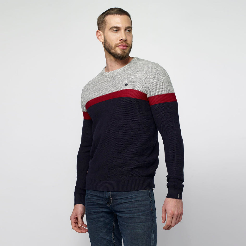 Jersey de Punto Fino Color Block Hombre Cuello Redondo – Koroshi 2111TR39