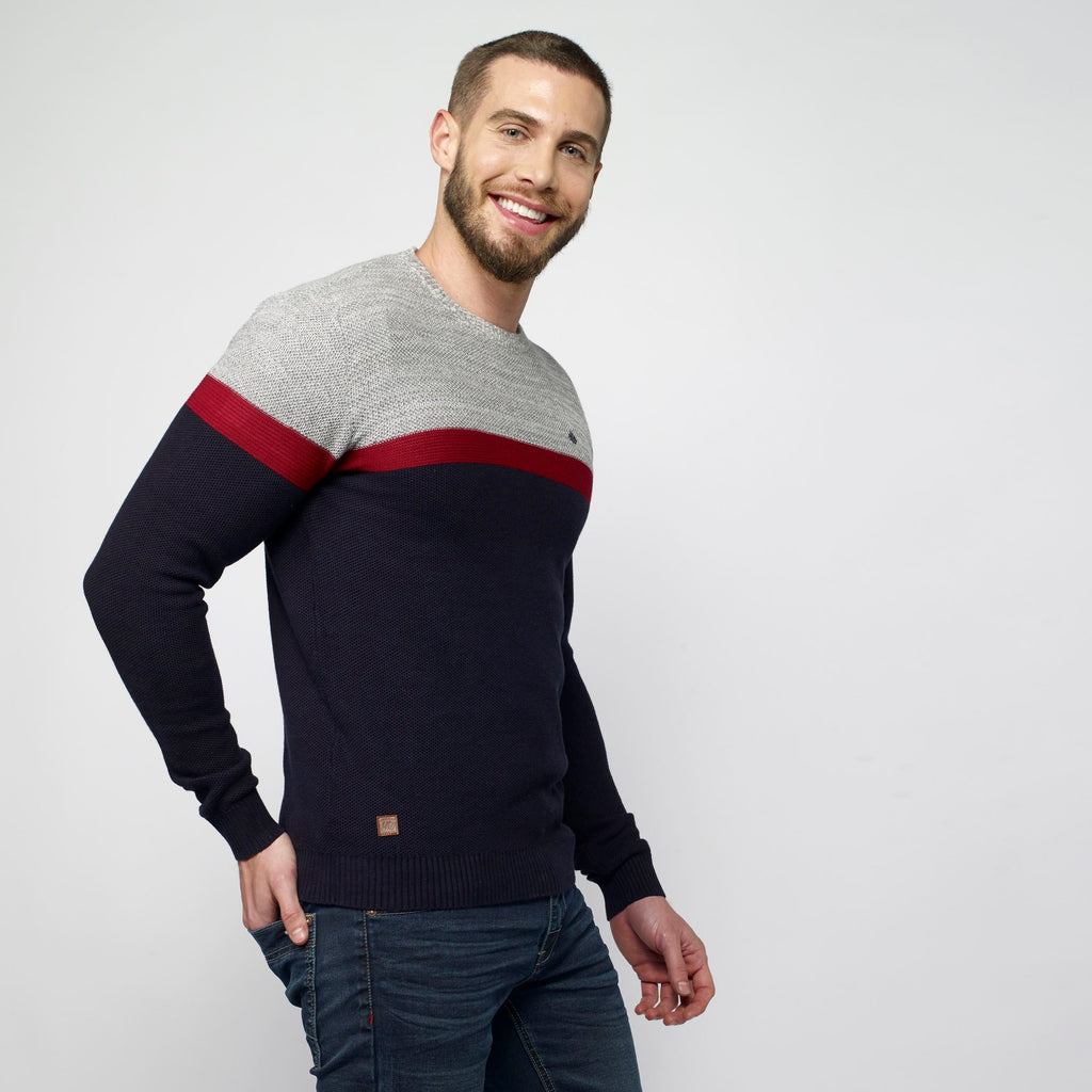 Jersey de Punto Fino Color Block Hombre Cuello Redondo – Koroshi 2111TR39
