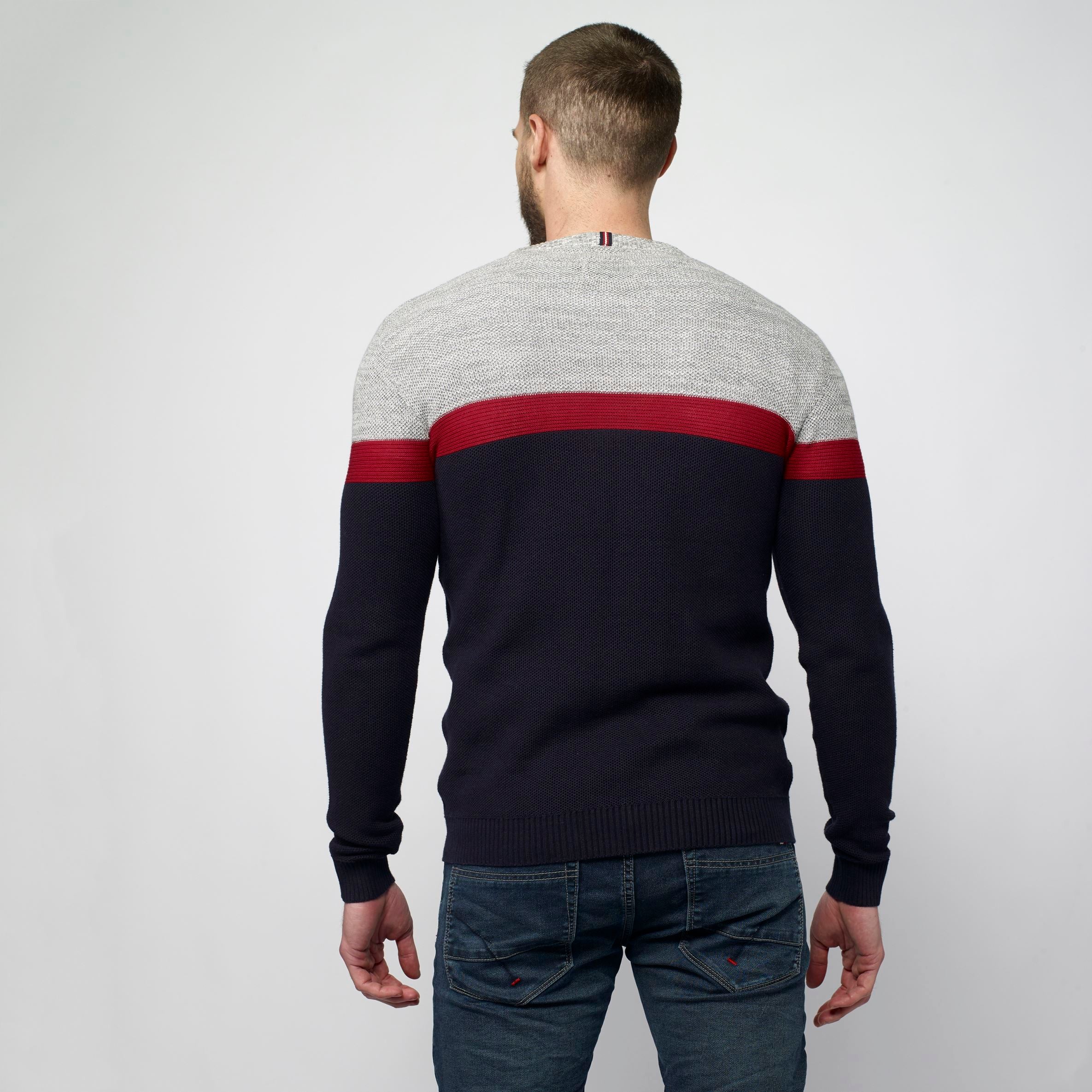 Jersey de Punto Fino Color Block Hombre Cuello Redondo – Koroshi 2111TR39