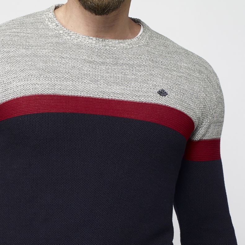 Jersey de Punto Fino Color Block Hombre Cuello Redondo – Koroshi 2111TR39