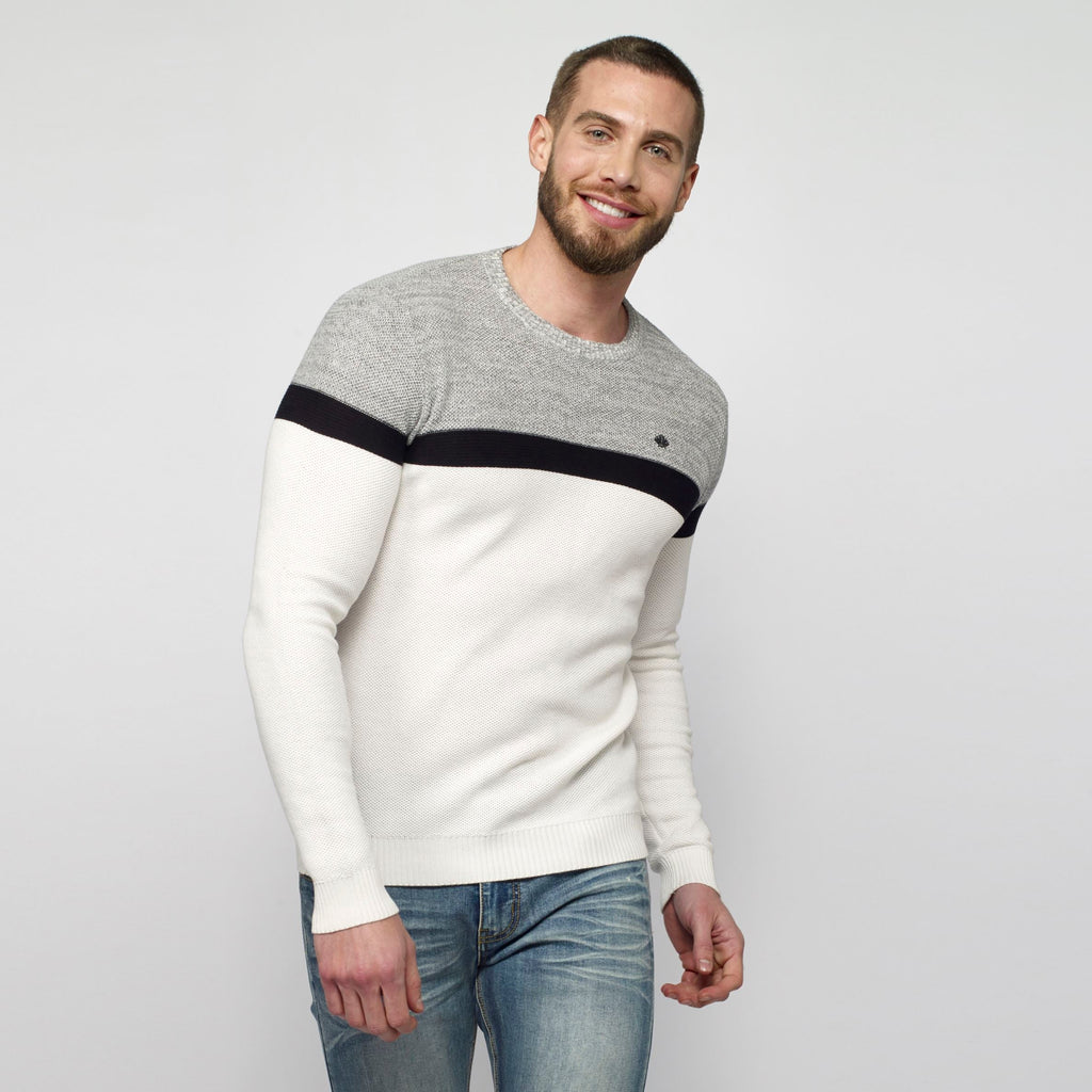 Jersey de Punto Fino Color Block Hombre Cuello Redondo – Koroshi 2111TR39