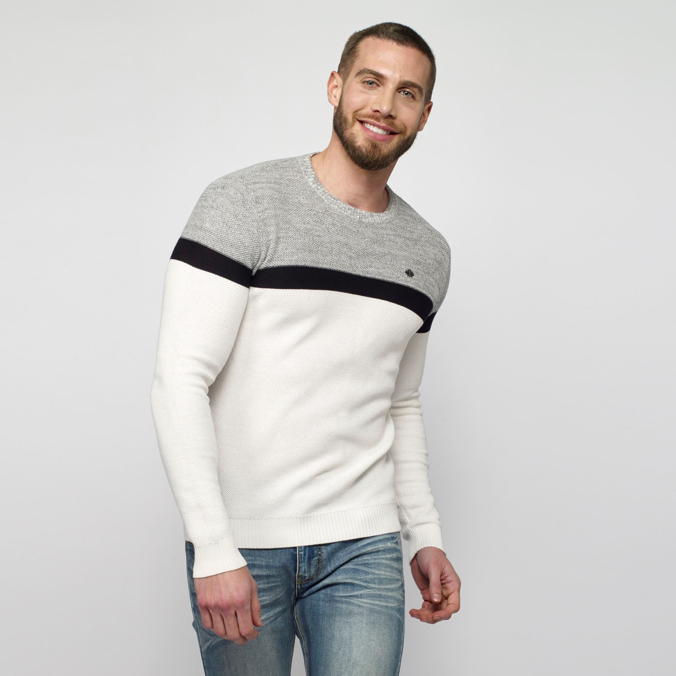 Jersey de Punto Fino Color Block Hombre Cuello Redondo – Koroshi 2111TR39
