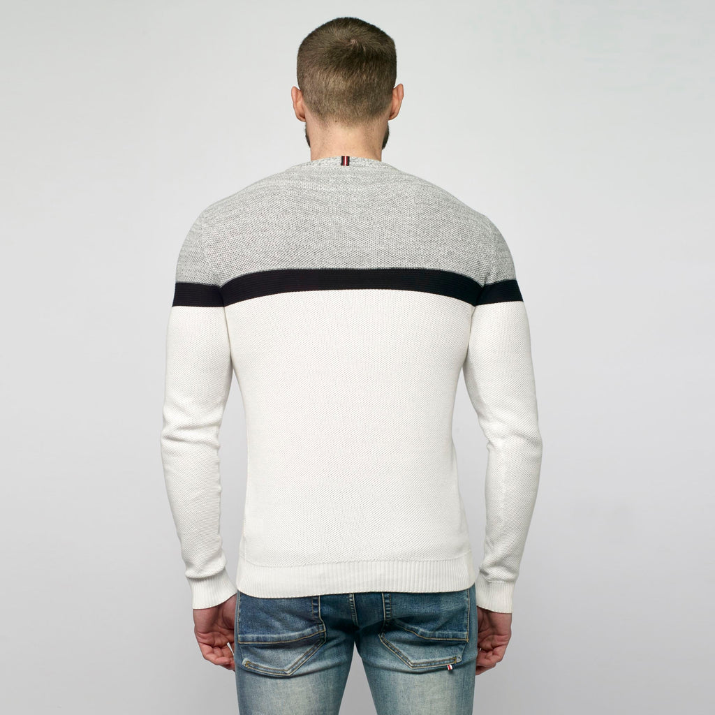 Jersey de Punto Fino Color Block Hombre Cuello Redondo – Koroshi 2111TR39