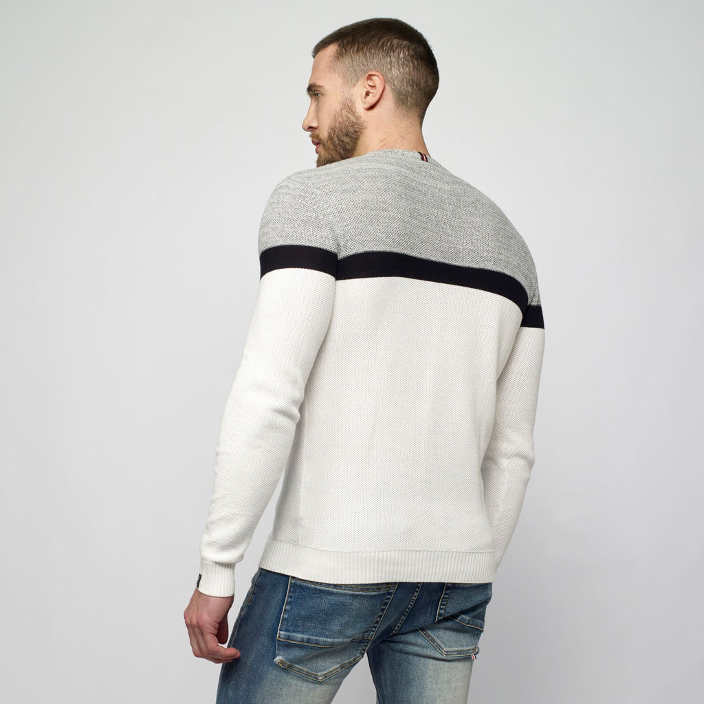 Jersey de Punto Fino Color Block Hombre Cuello Redondo – Koroshi 2111TR39