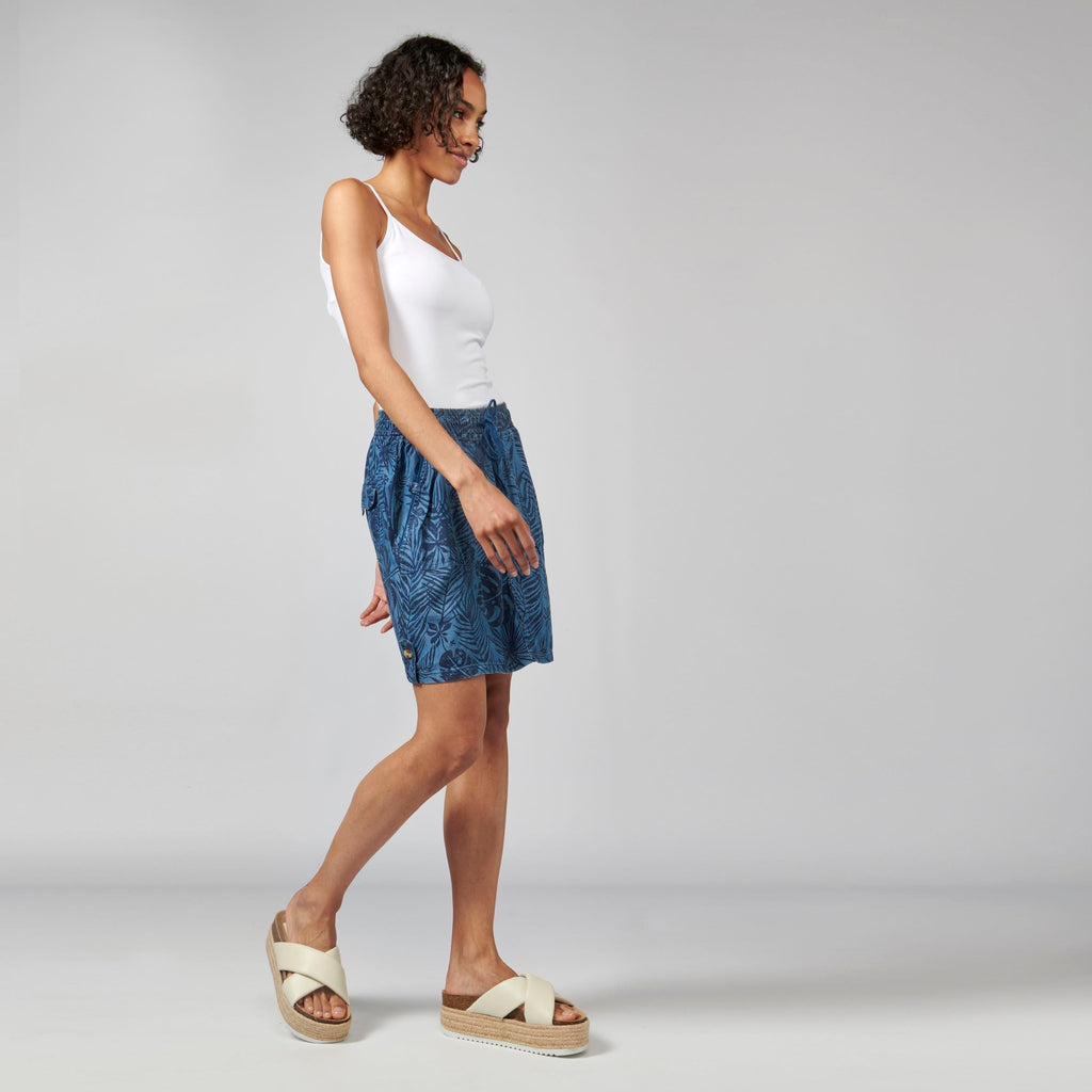 Falda Mujer Estampado Tropical Lyocell – Koroshi Azul Medio