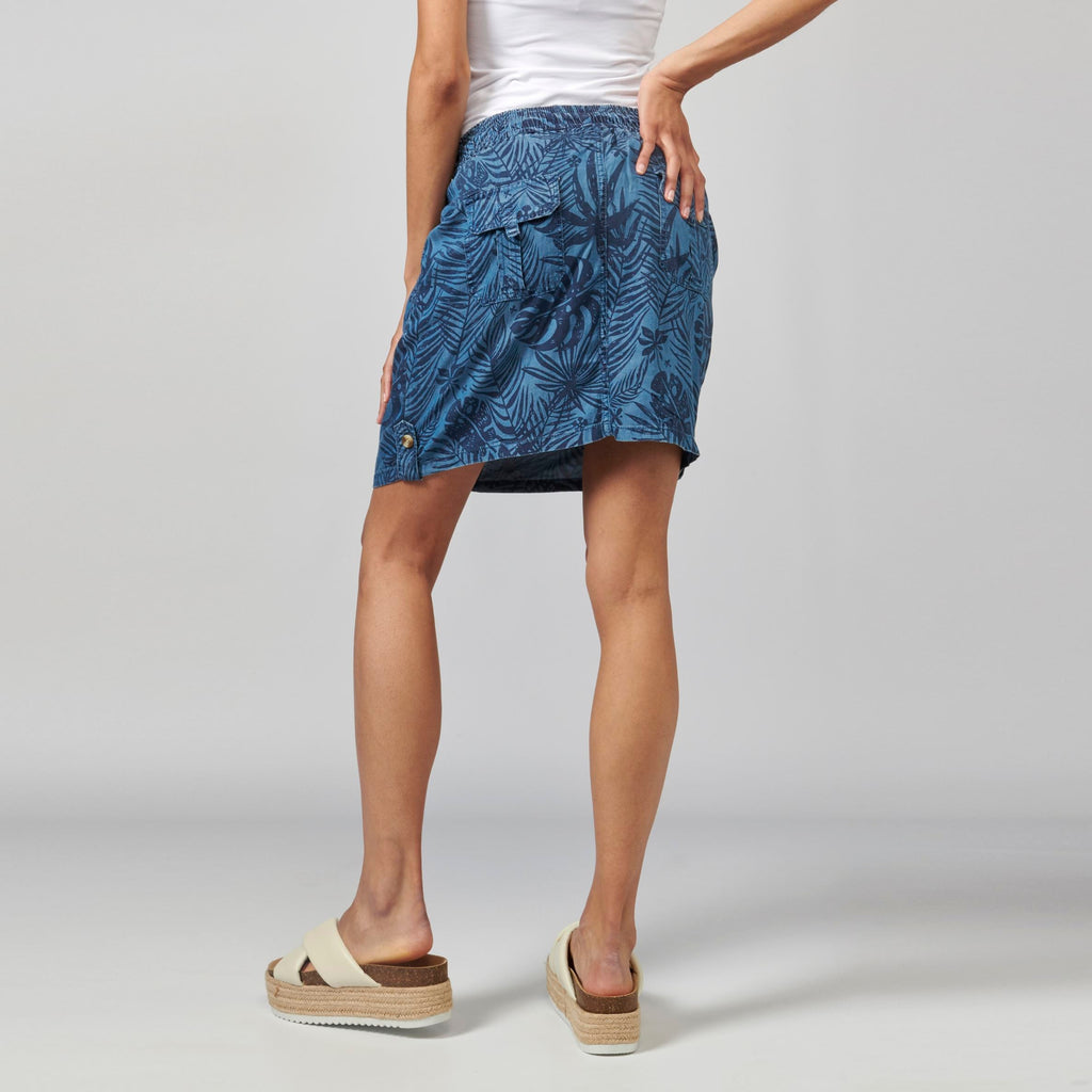 Falda Mujer Estampado Tropical Lyocell – Koroshi Azul Medio