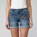 Short Denim Mujer con Bordado Floral – Koroshi Azul Oscuro