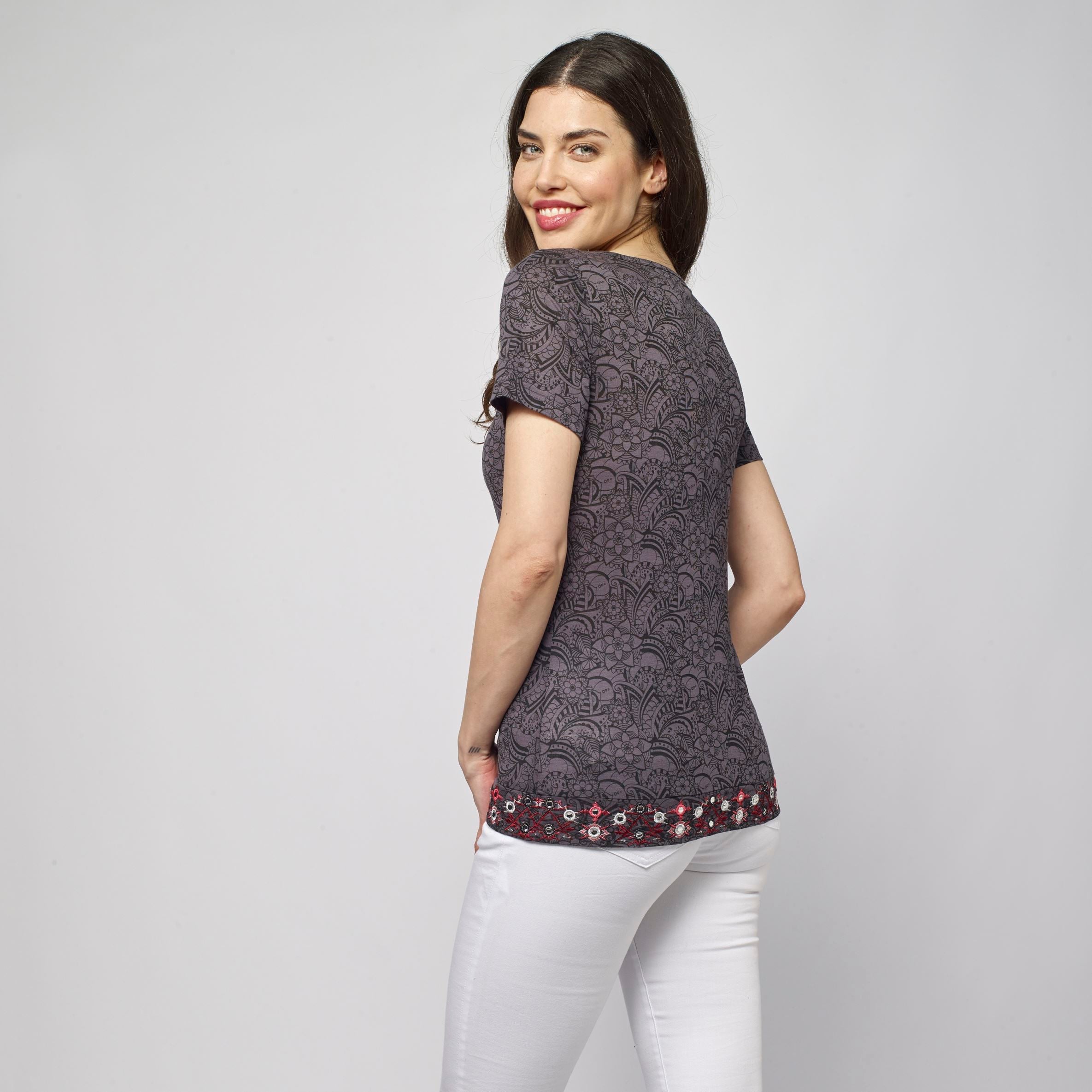 Top Mujer Manga Corta Estampado Étnico – Koroshi 2112TP30