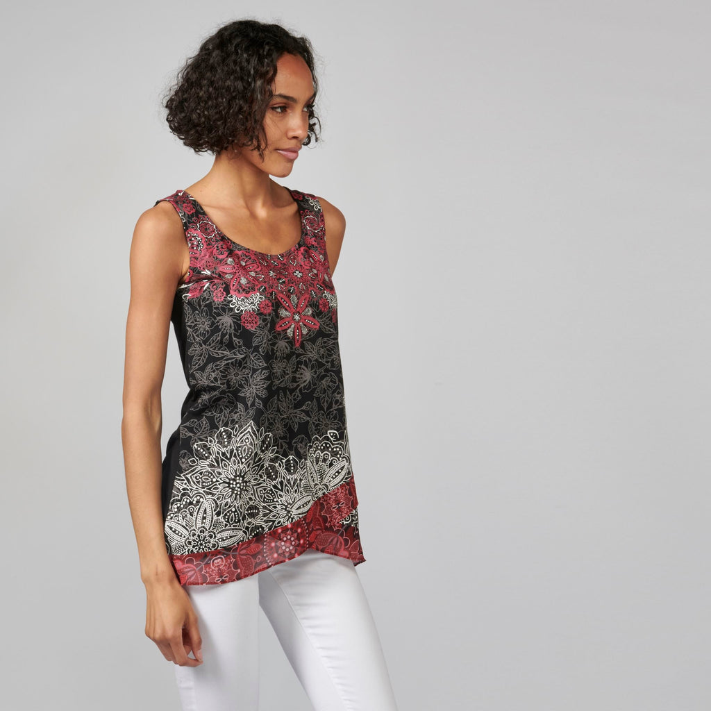Top Mujer Sin Mangas Estampado Étnico Floral – Koroshi 2112TP51