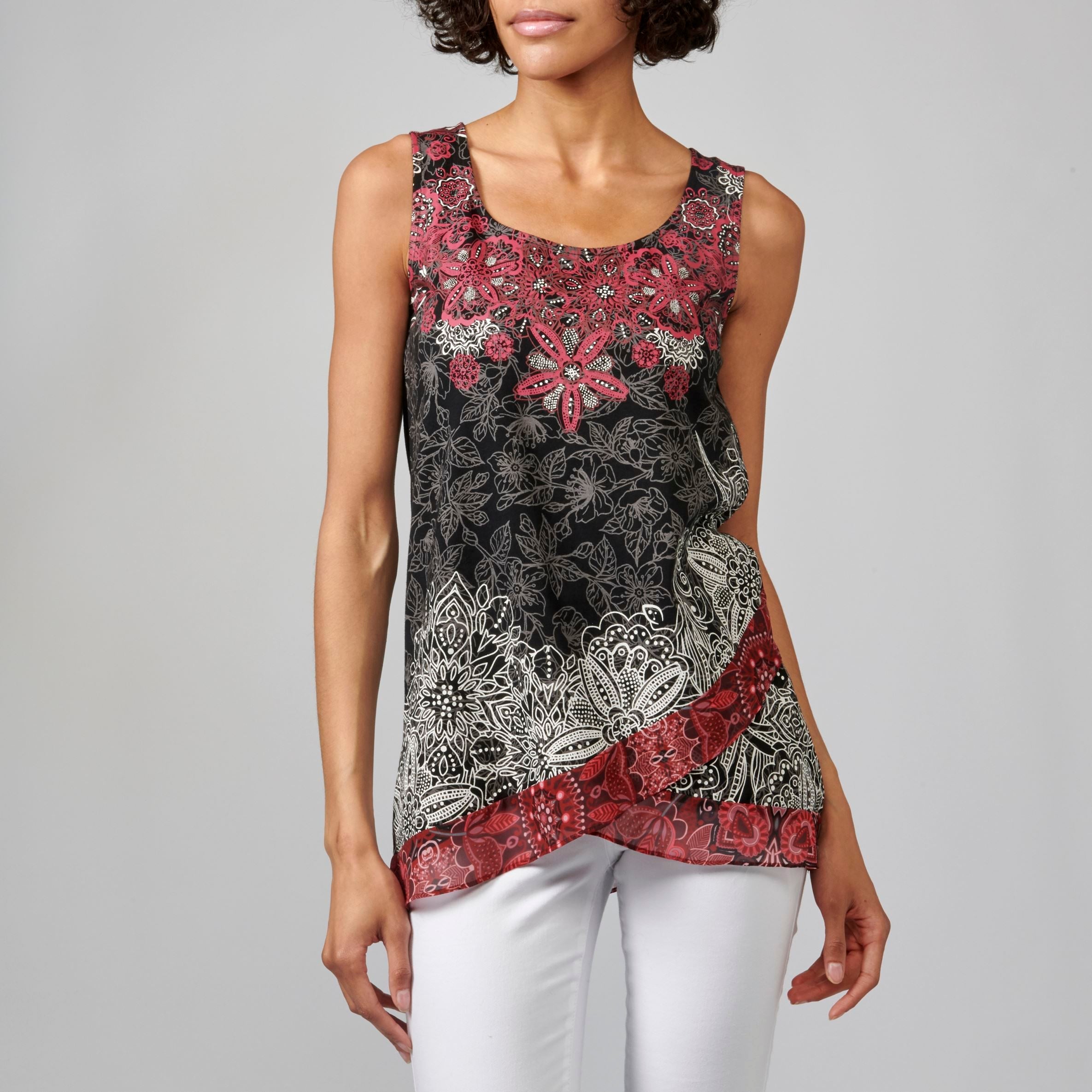 Top Mujer Sin Mangas Estampado Étnico Floral – Koroshi 2112TP51